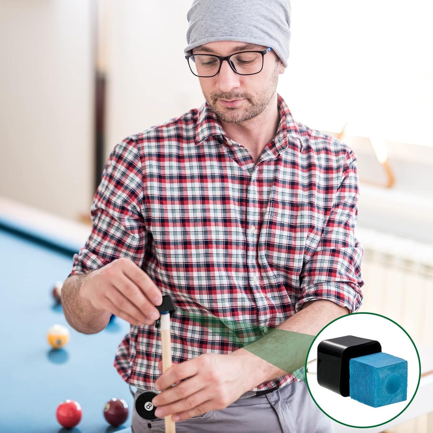 Set de Soporte y Tizas para Taco de Billar Wettarn - 2 Soportes y 8 Tizas