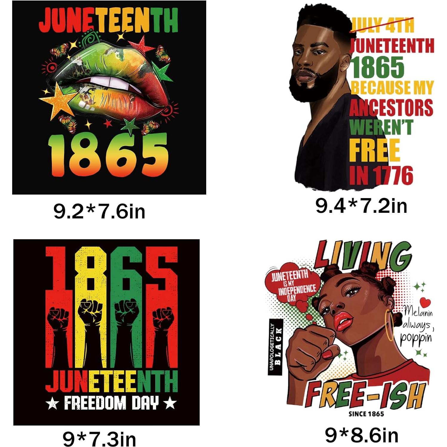 Parches de Transferencia de Calor YUEJIMEIGUI Juneteenth 4 Pcs