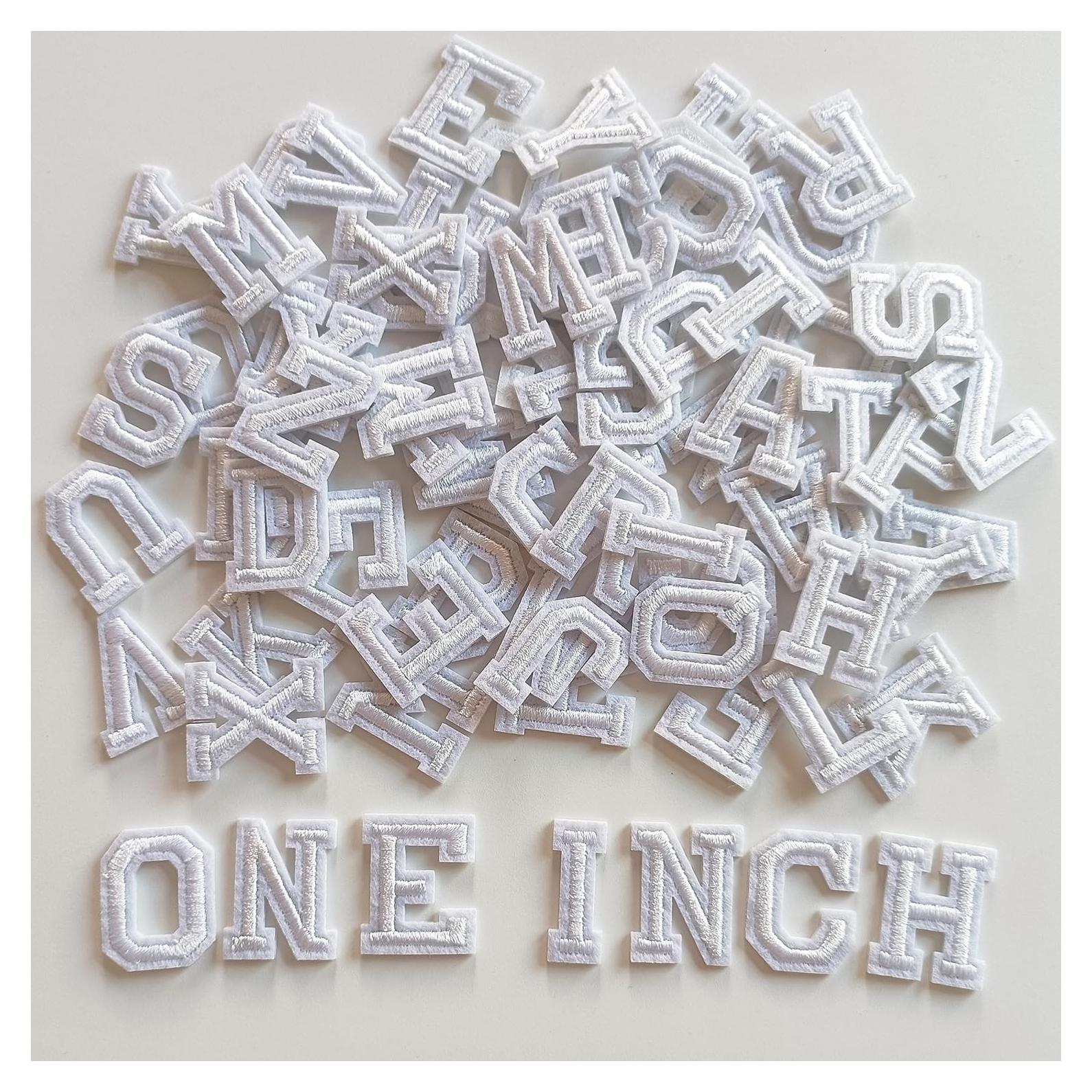 Parche de Letras Bordadas ZLETTERY 78 Piezas 2.54 cm Blanco