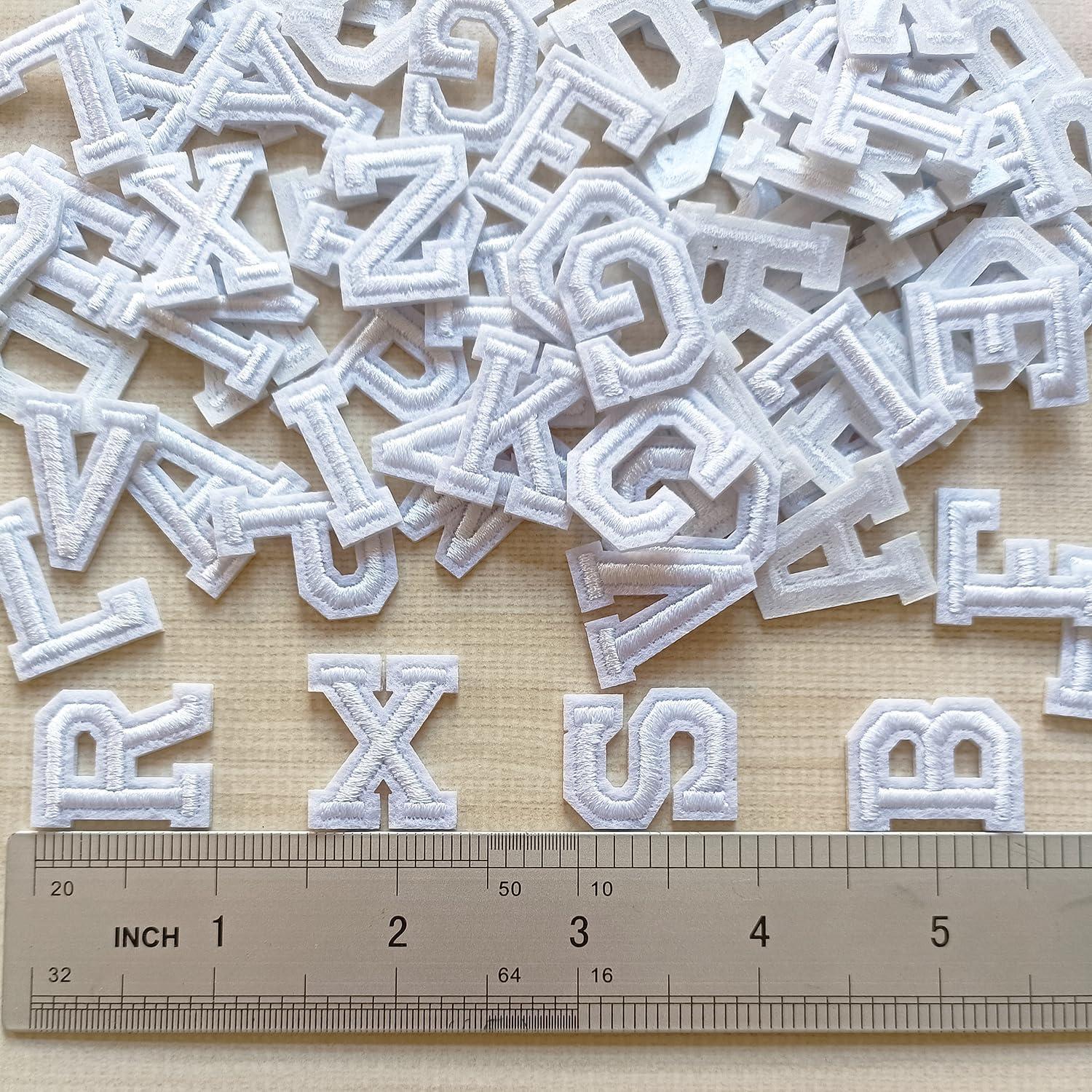 Parche de Letras Bordadas ZLETTERY 78 Piezas 2.54 cm Blanco