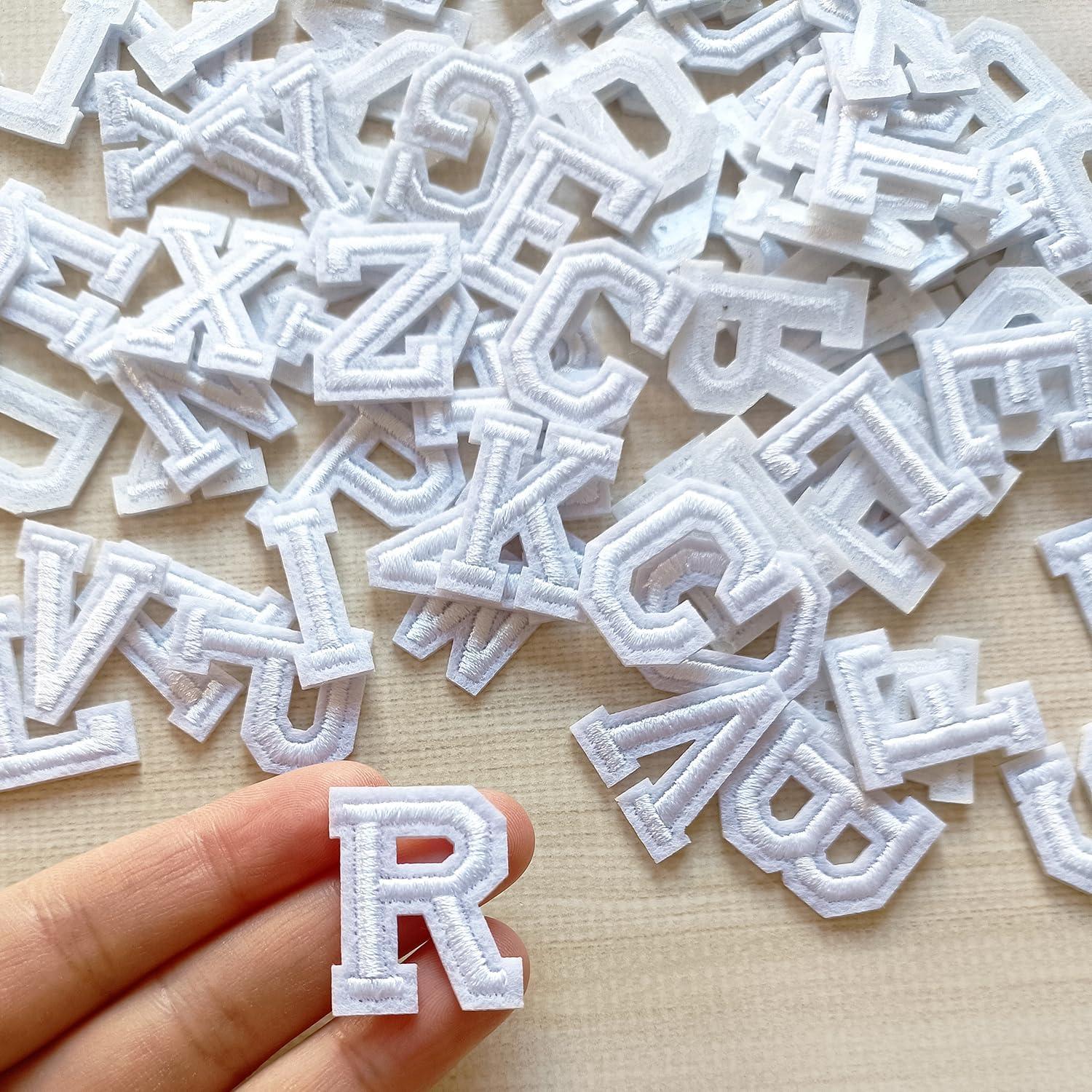 Parche de Letras Bordadas ZLETTERY 78 Piezas 2.54 cm Blanco