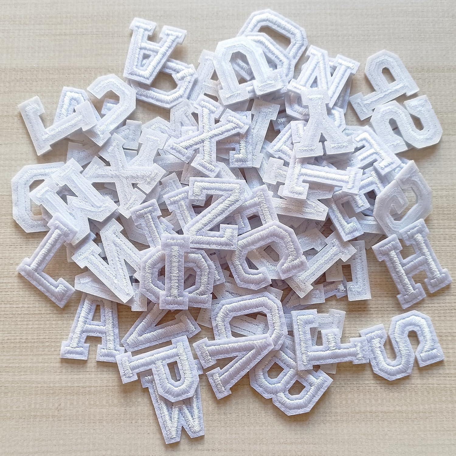 Parche de Letras Bordadas ZLETTERY 78 Piezas 2.54 cm Blanco