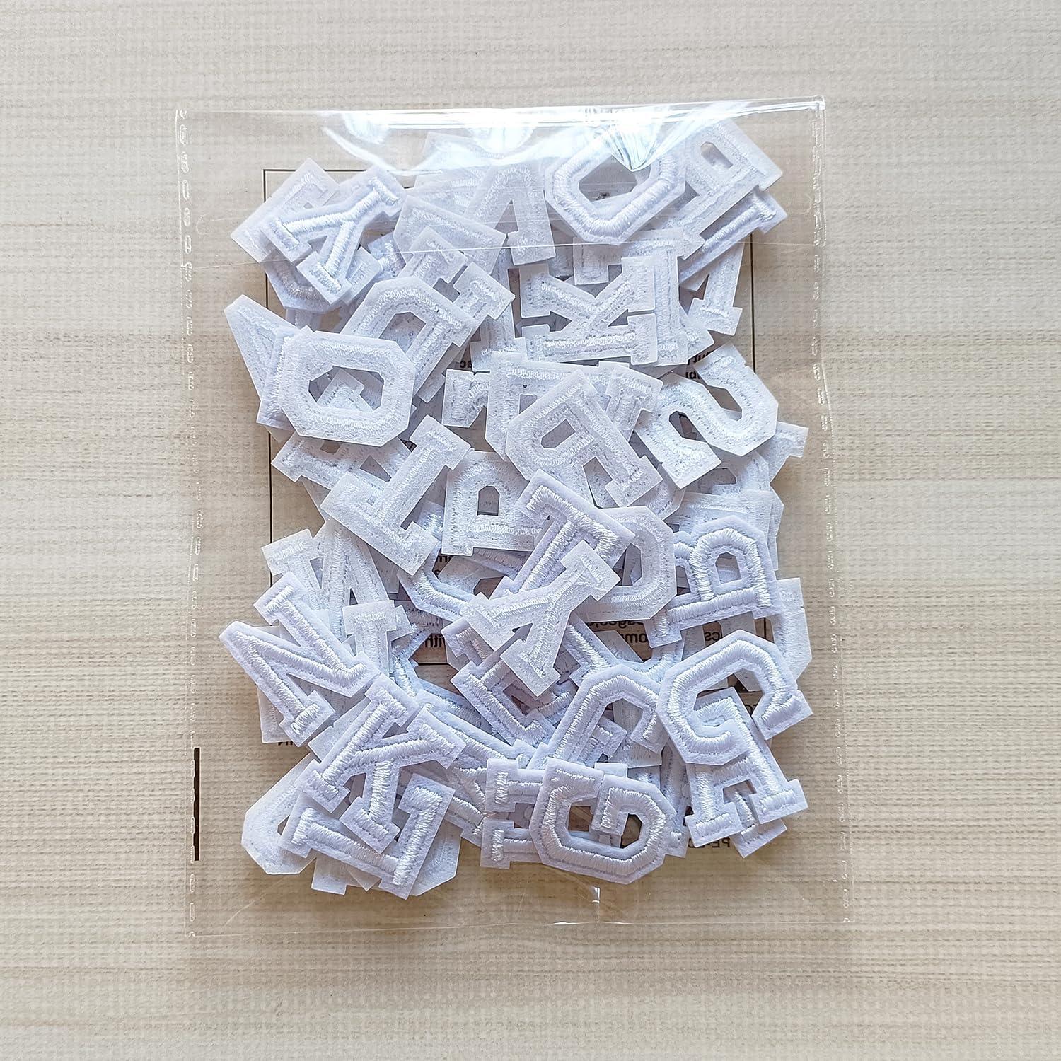 Parche de Letras Bordadas ZLETTERY 78 Piezas 2.54 cm Blanco