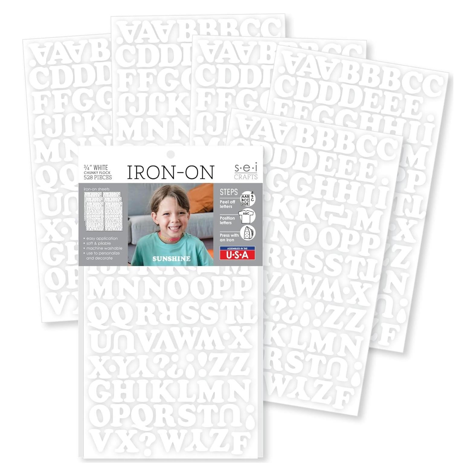 Letras Termoadhesivas S.E.I Blancas 1.9 cm para T-Shirt