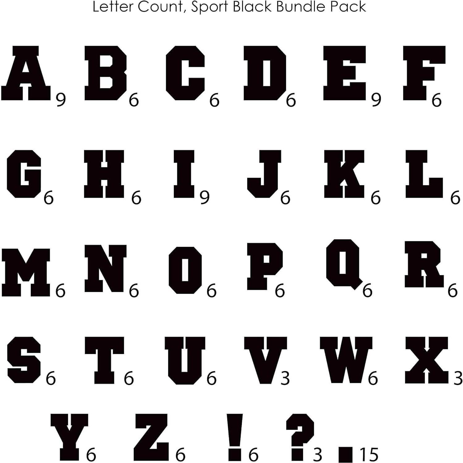 Letras de Transferencia de Calor S.E.I 3.81 cm Negro - 177 Piezas