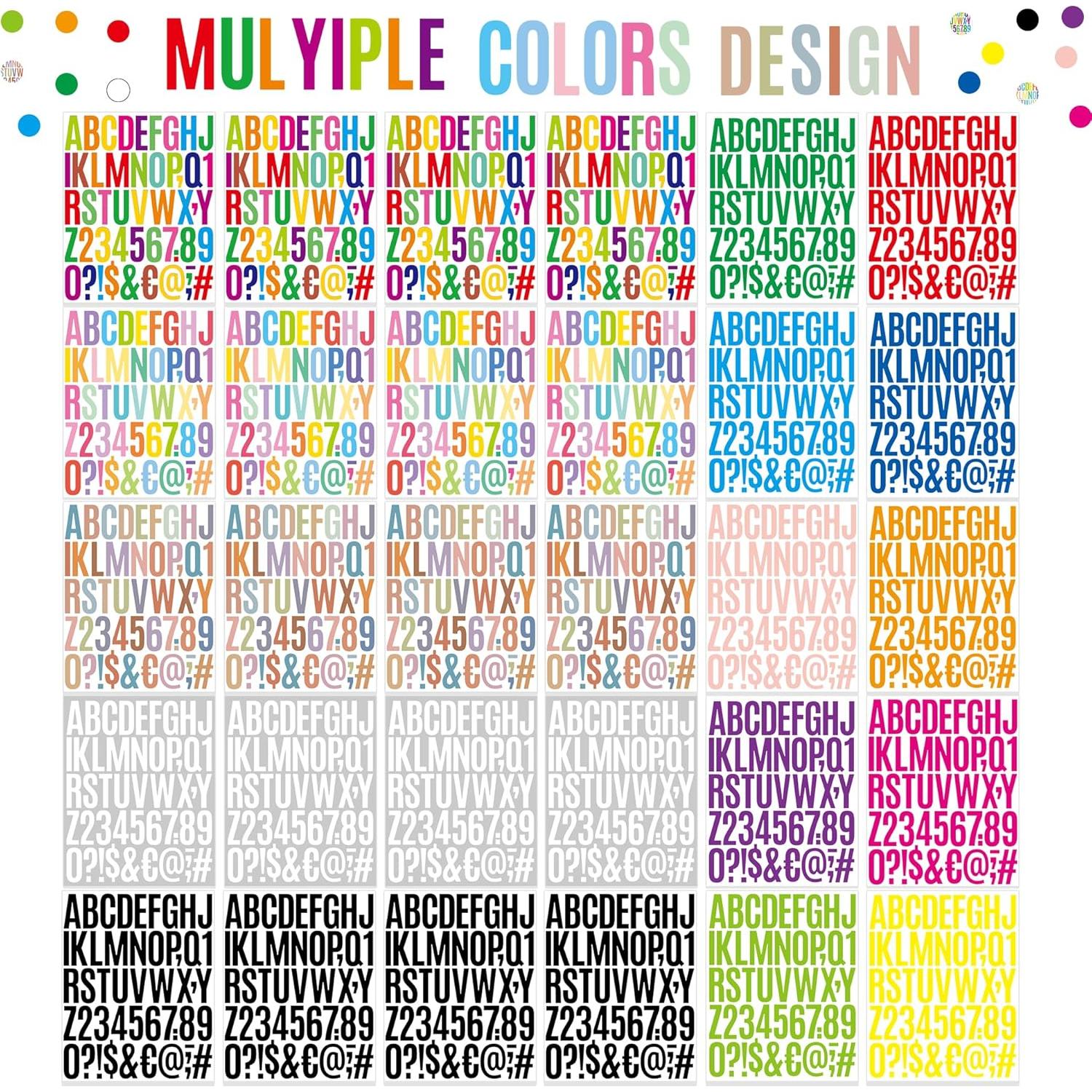 Calcomanías de Letras Metsyth 30 Hojas 1500 Piezas Multicolor