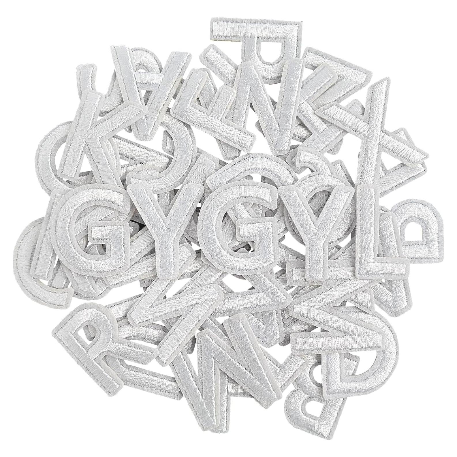 Parches Bordados de Letras GUYI 104 Piezas 3.81 cm Blanco