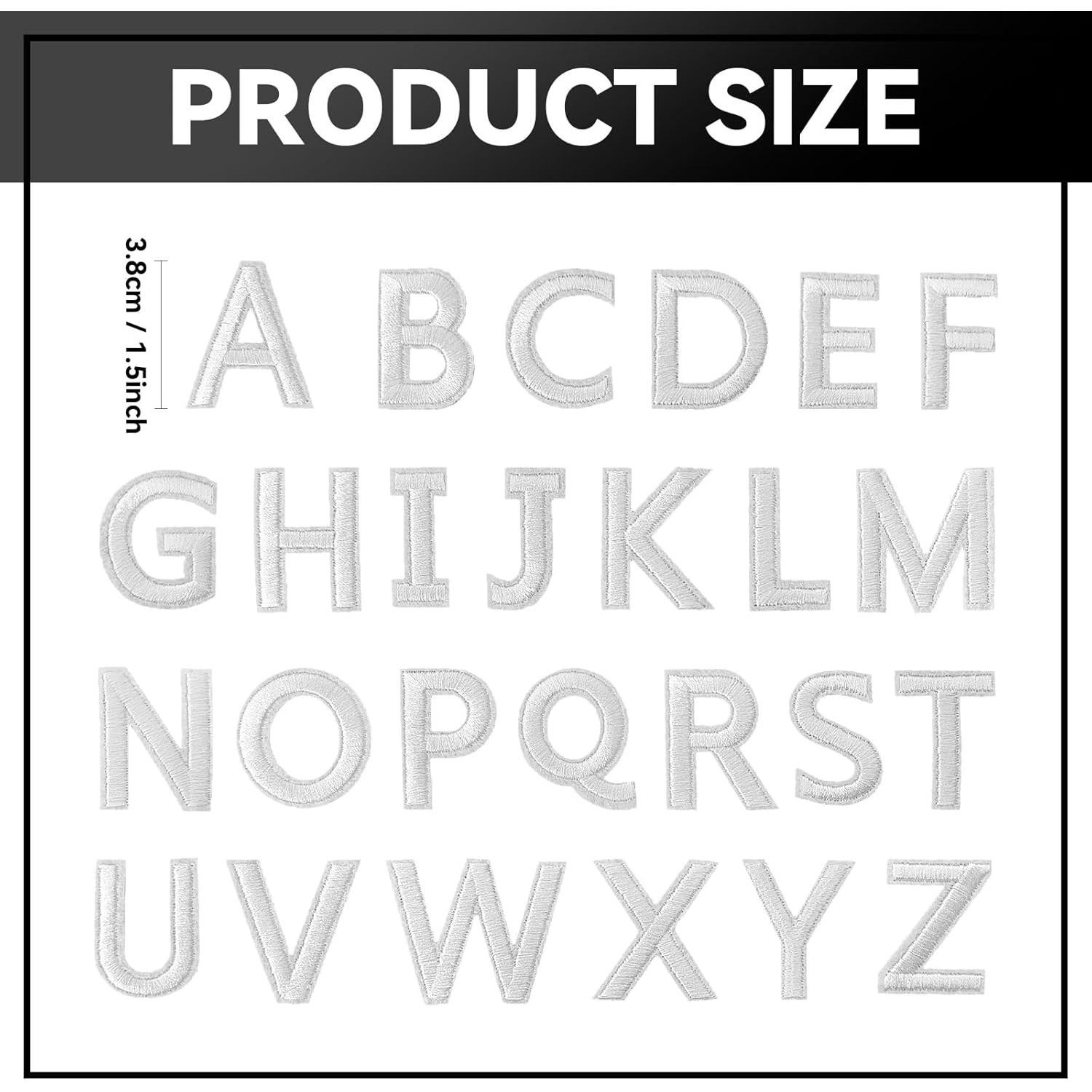 Parches Bordados de Letras GUYI 104 Piezas 3.81 cm Blanco