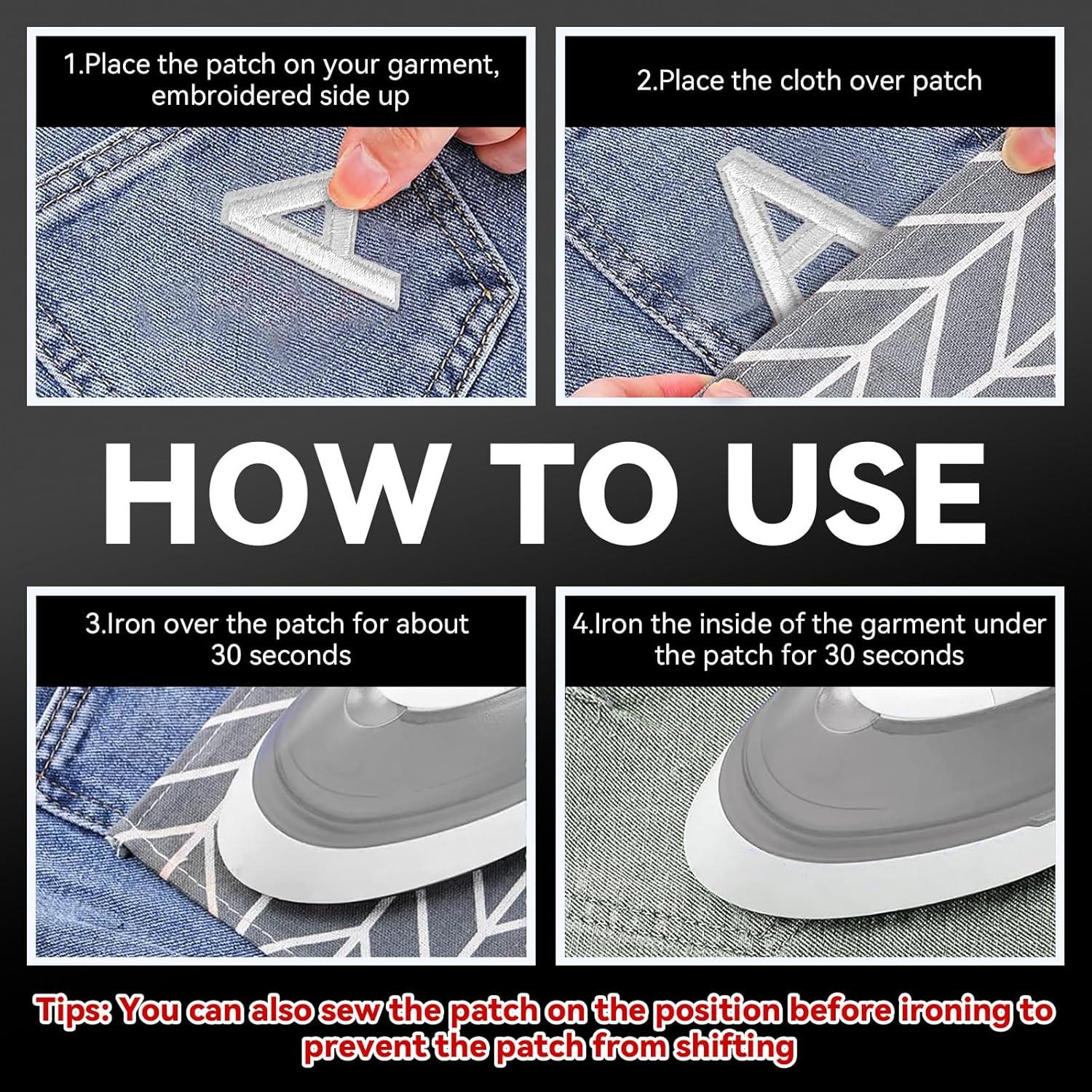 Parches Bordados de Letras GUYI 104 Piezas 3.81 cm Blanco