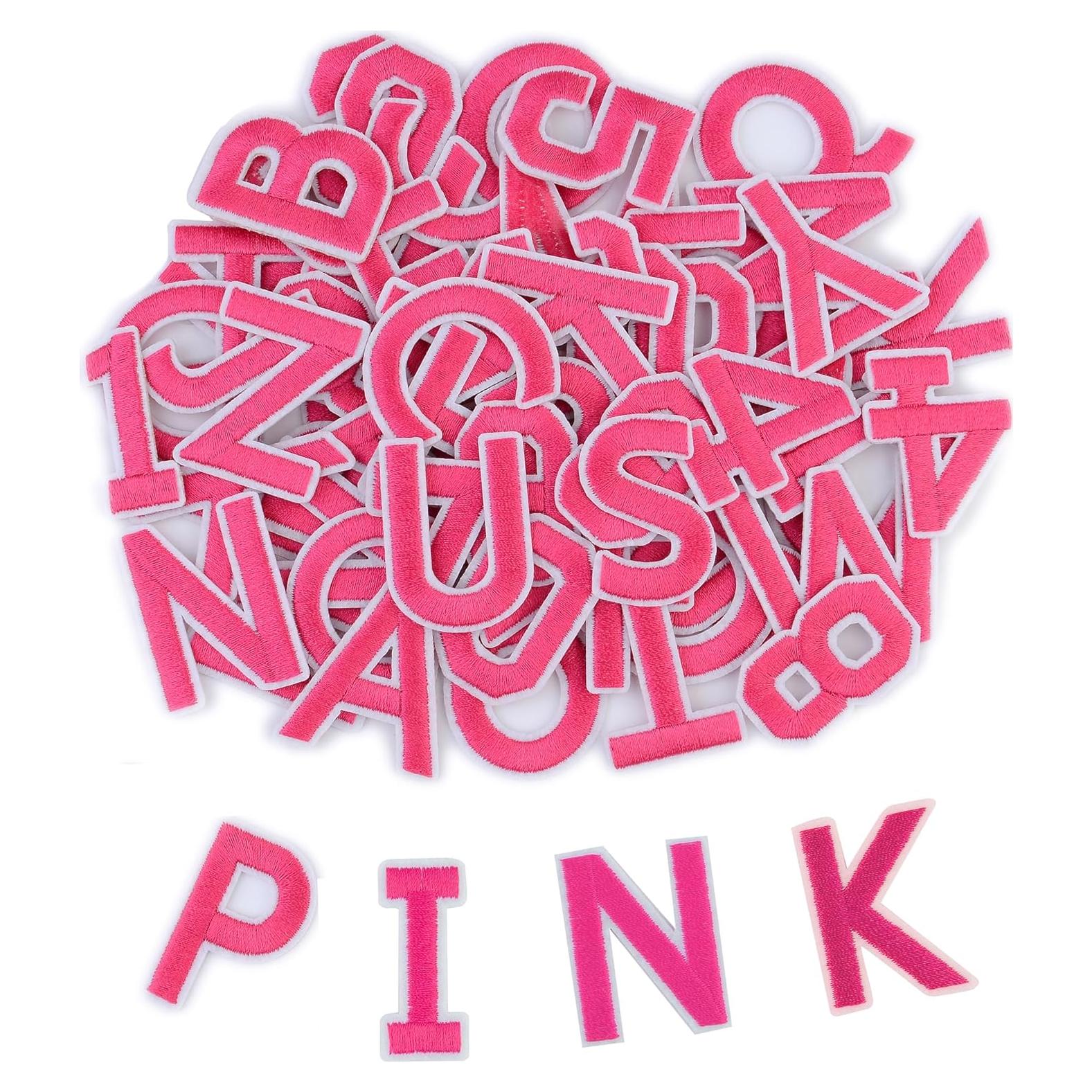 Parche de Letras y Números Bordados SIBORUI 72 Piezas Rosa