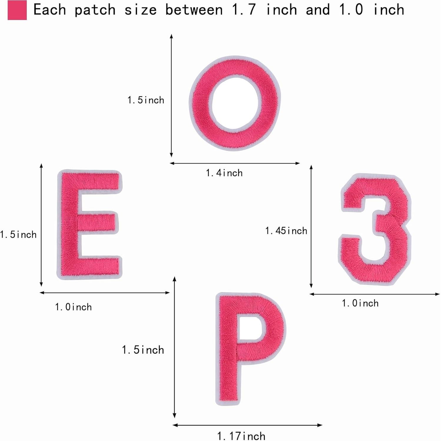 Parche de Letras y Números Bordados SIBORUI 72 Piezas Rosa