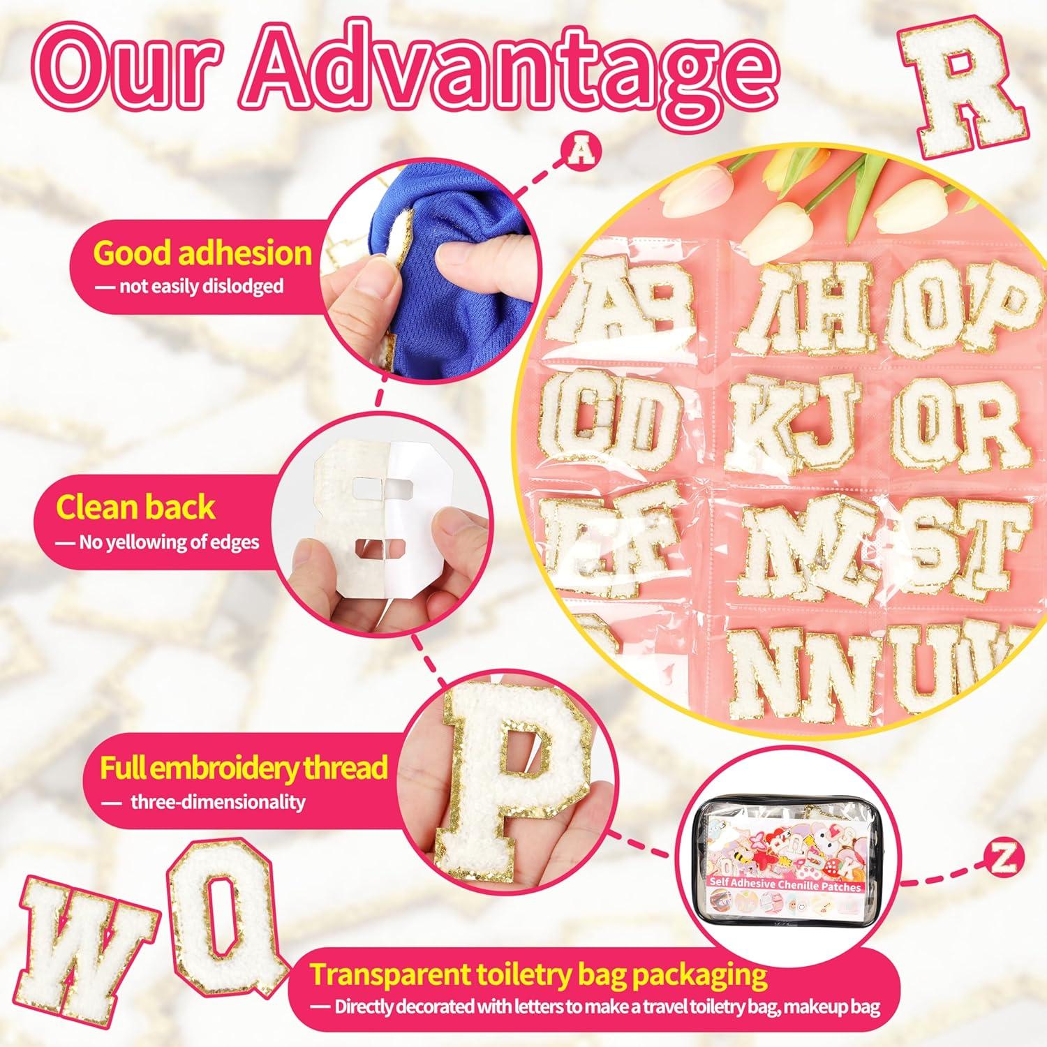 Parches Autoadhesivos de Letras Chenille KINGSOW 52PCS