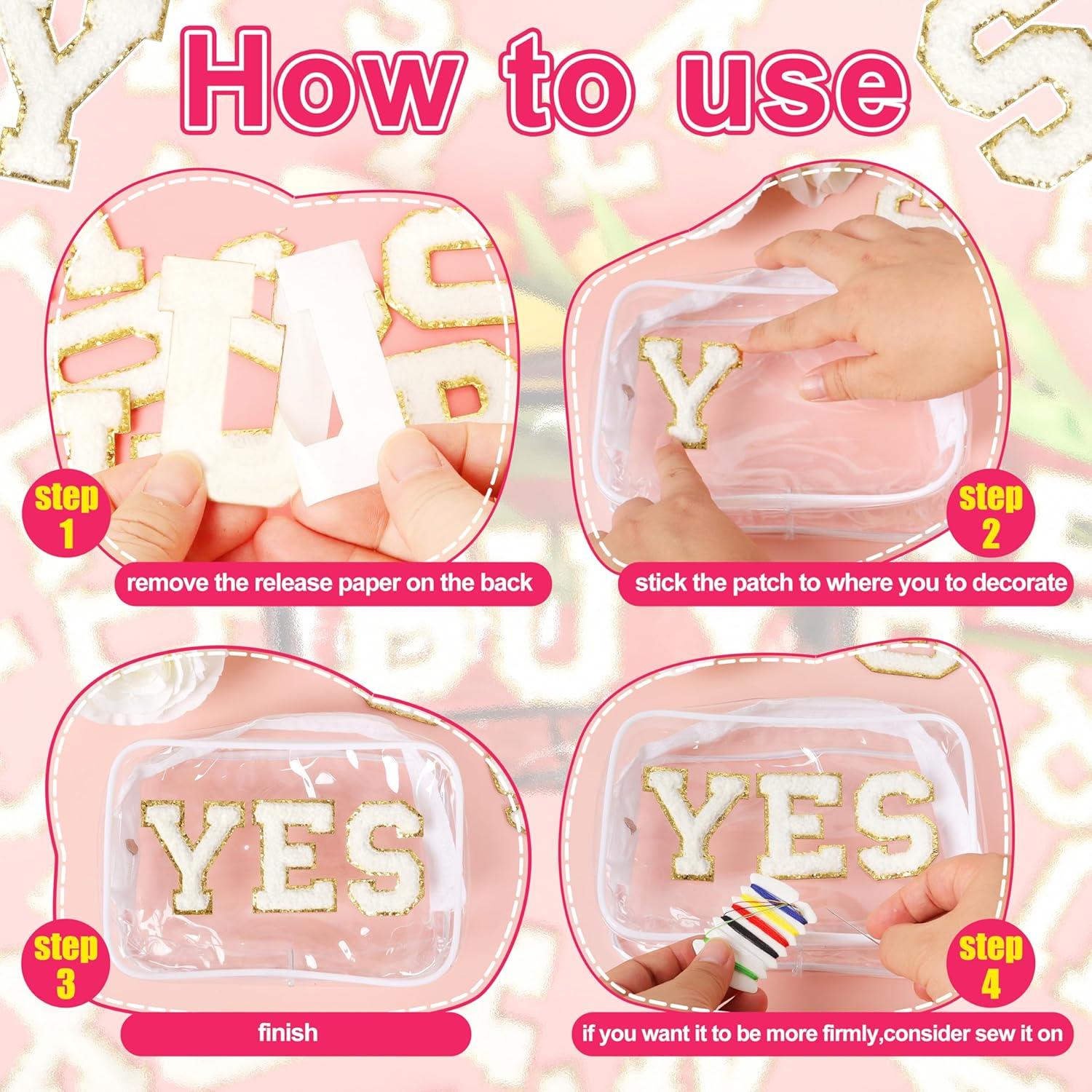 Parches Autoadhesivos de Letras Chenille KINGSOW 52PCS