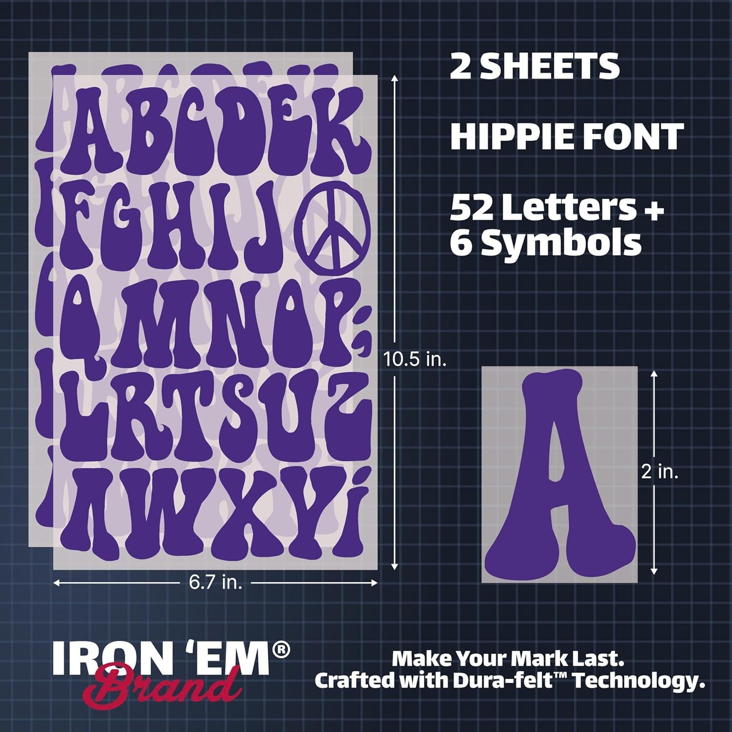 Letras de Planchar Moradas Iron 'Em 2" Dura-Felt para Tela