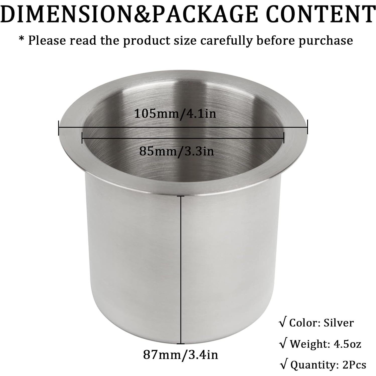 Soporte para Vaso MShengM Acero Inoxidable 2 Pcs 8.5 cm