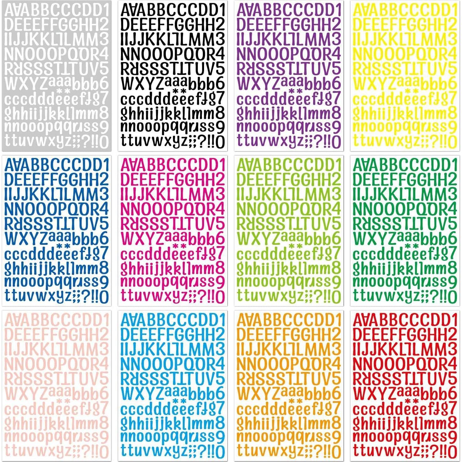 1512 Etiquetas de Alfabeto Vinilo ZJWZSLI 12 Hojas 29x21cm