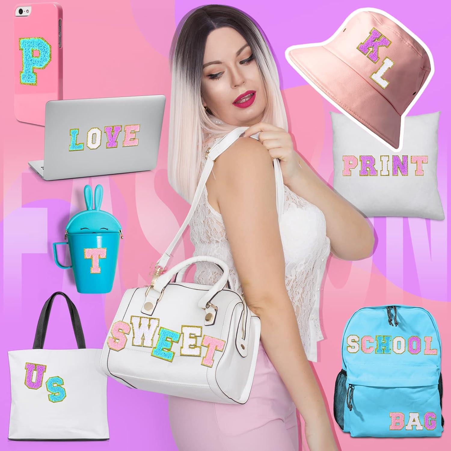 Jutom 104 Piezas Parches de Letra Chenille Autoadhesivos