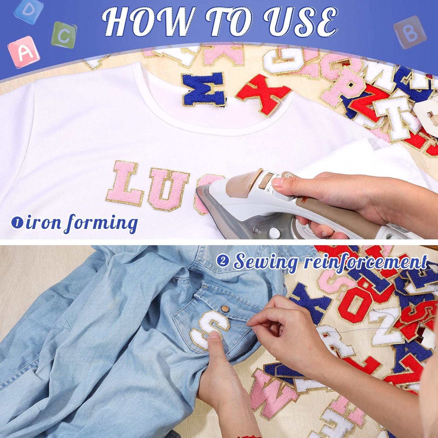 104 Parches Bordados Letras A-Z Geosar 6 cm Color Brillante