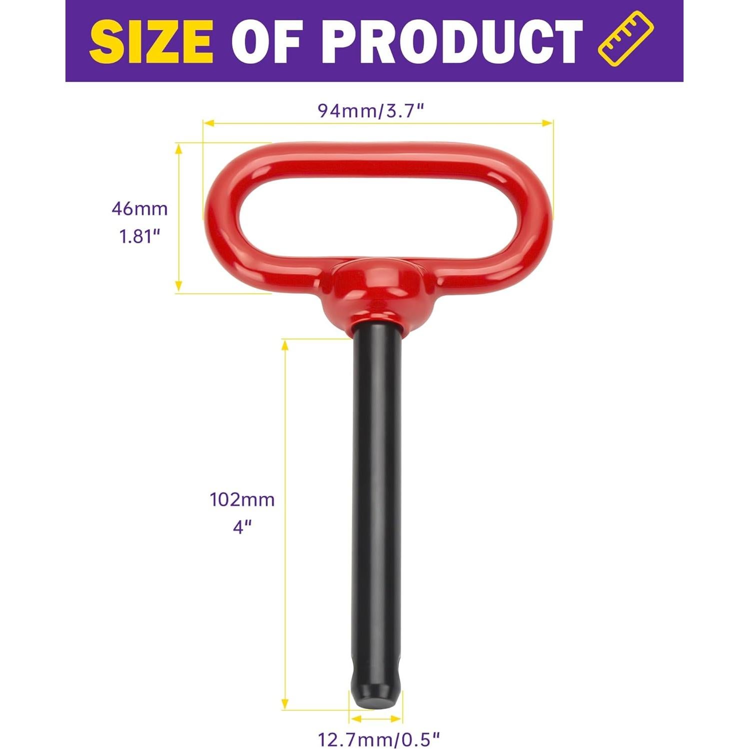 Pin de Enganche HOWBOW 1/2" con Mango Rojo 9.21 cm