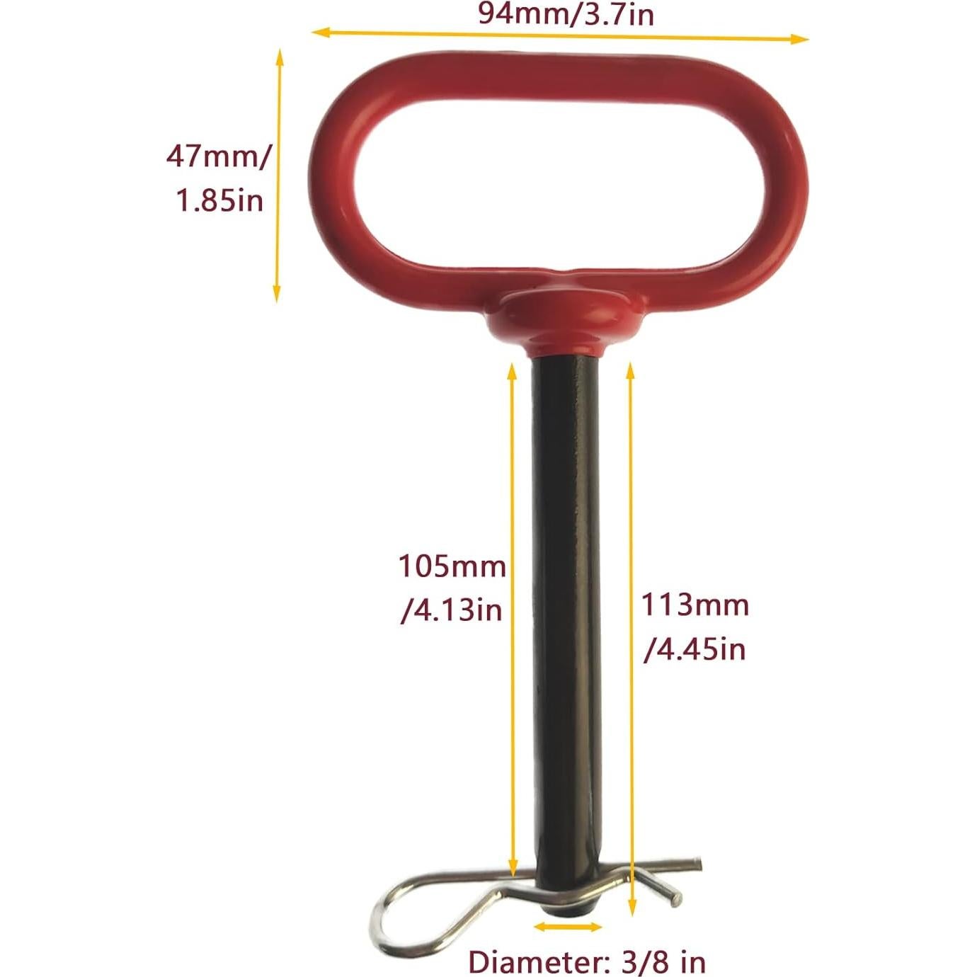 Pasador de Enganche Joyangy 10 mm x 100 mm Acero Rojo