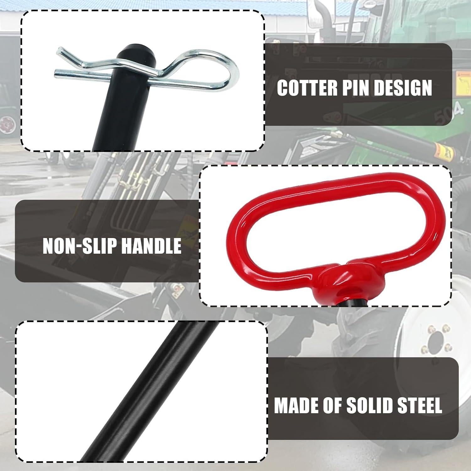 Pasador de Remolque Qjaiune 2 Pcs 3/8" x 10.16 cm Acero