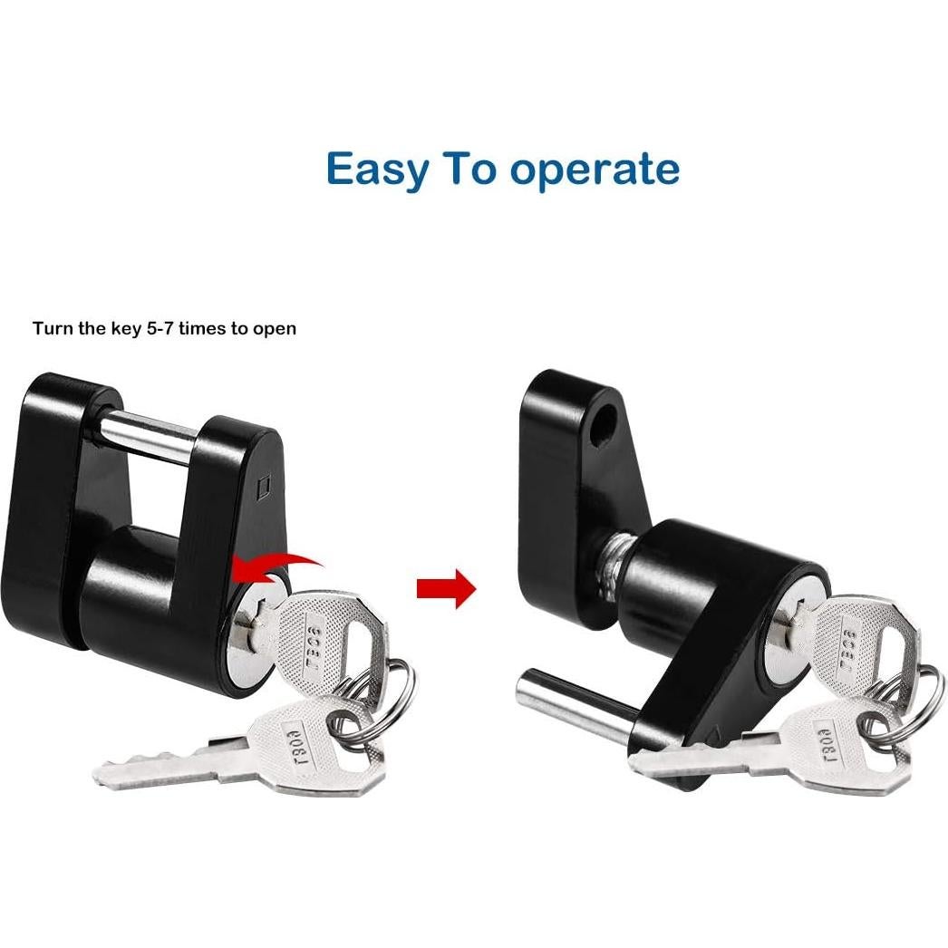 Cerradura de Acoplador de Remolque CZC AUTO Negra 1/4"