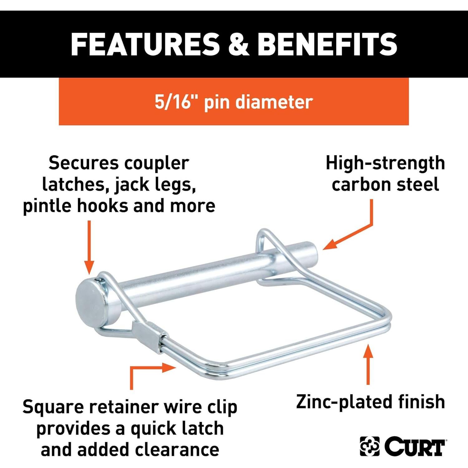 Pasador de Seguridad CURT 25011 8 mm x 7.6 cm Galvanizado