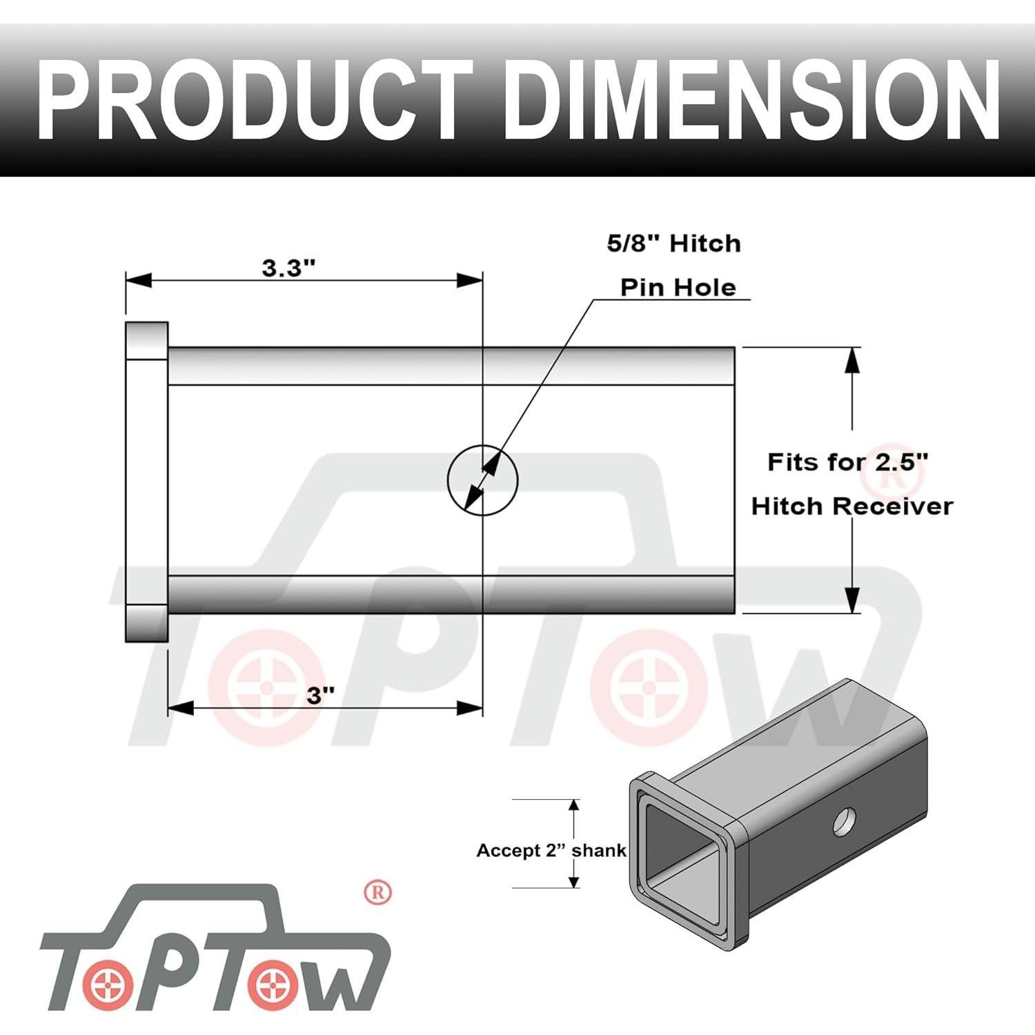 Adaptador de Enganche Toptow 64028HP 2-1/2" a 2" Acero