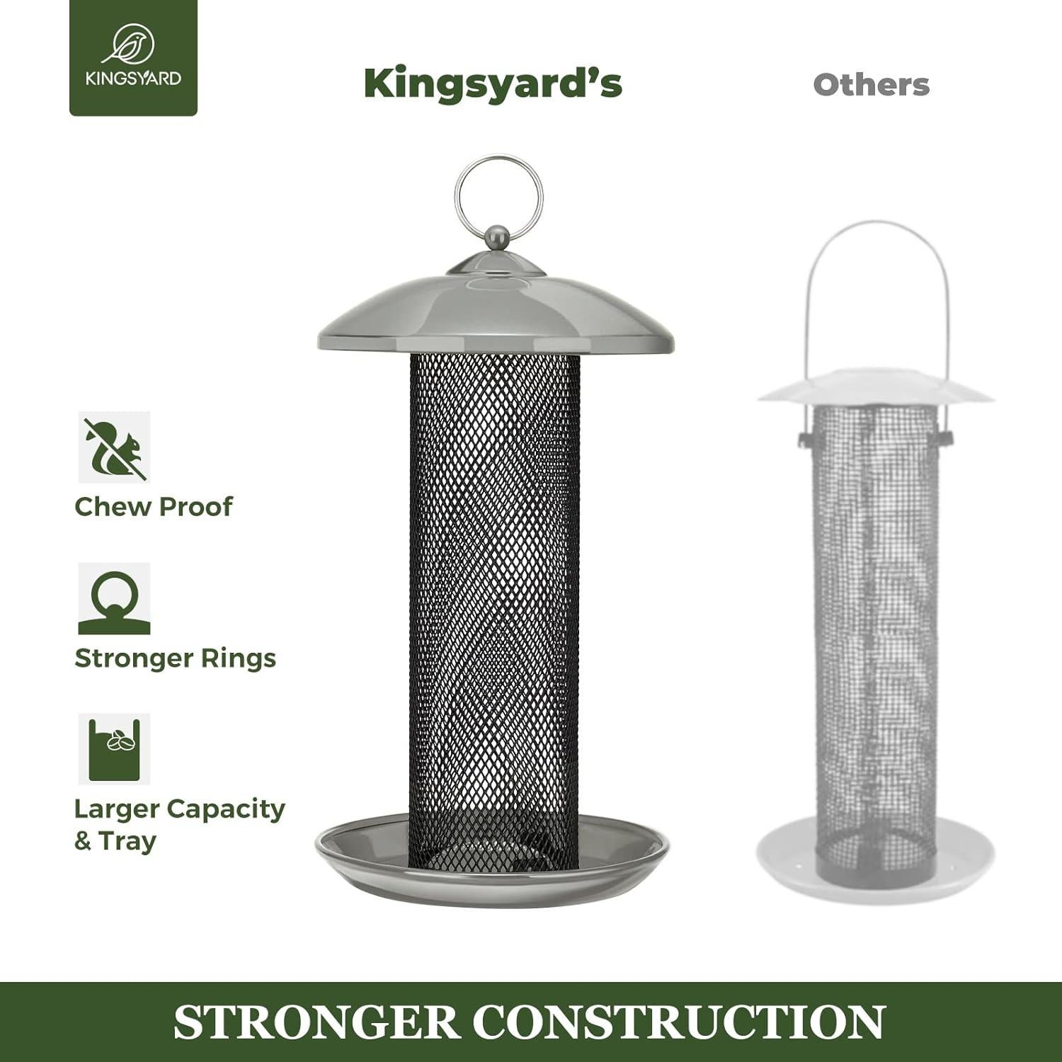 Comedero para Aves de Malla Metálica Kingsyard 1.13 kg Gris