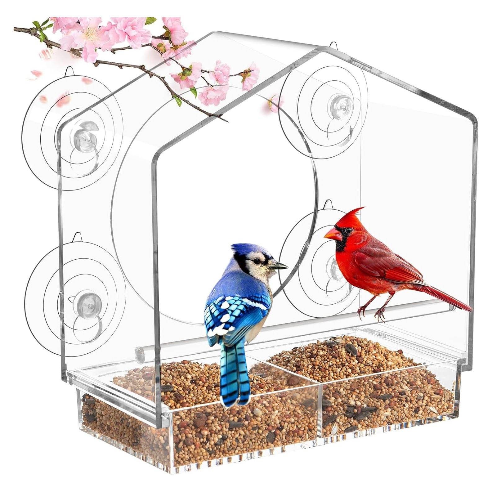 Comedero para Aves de Ventana Jarkyfine Acrílico Transparente