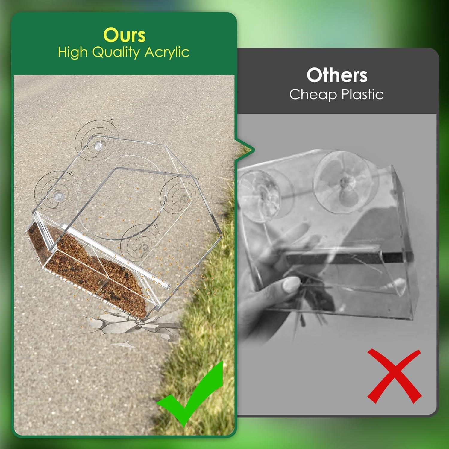 Comedero para Aves de Ventana Jarkyfine Acrílico Transparente