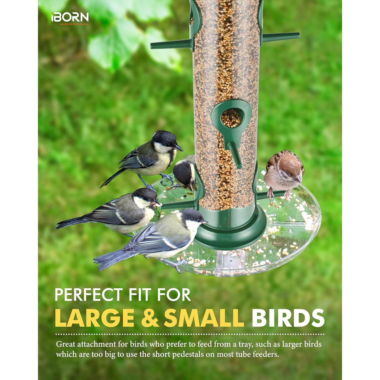 Comedero para Aves iBorn 6 Puertos Metal Verde 35.56 cm