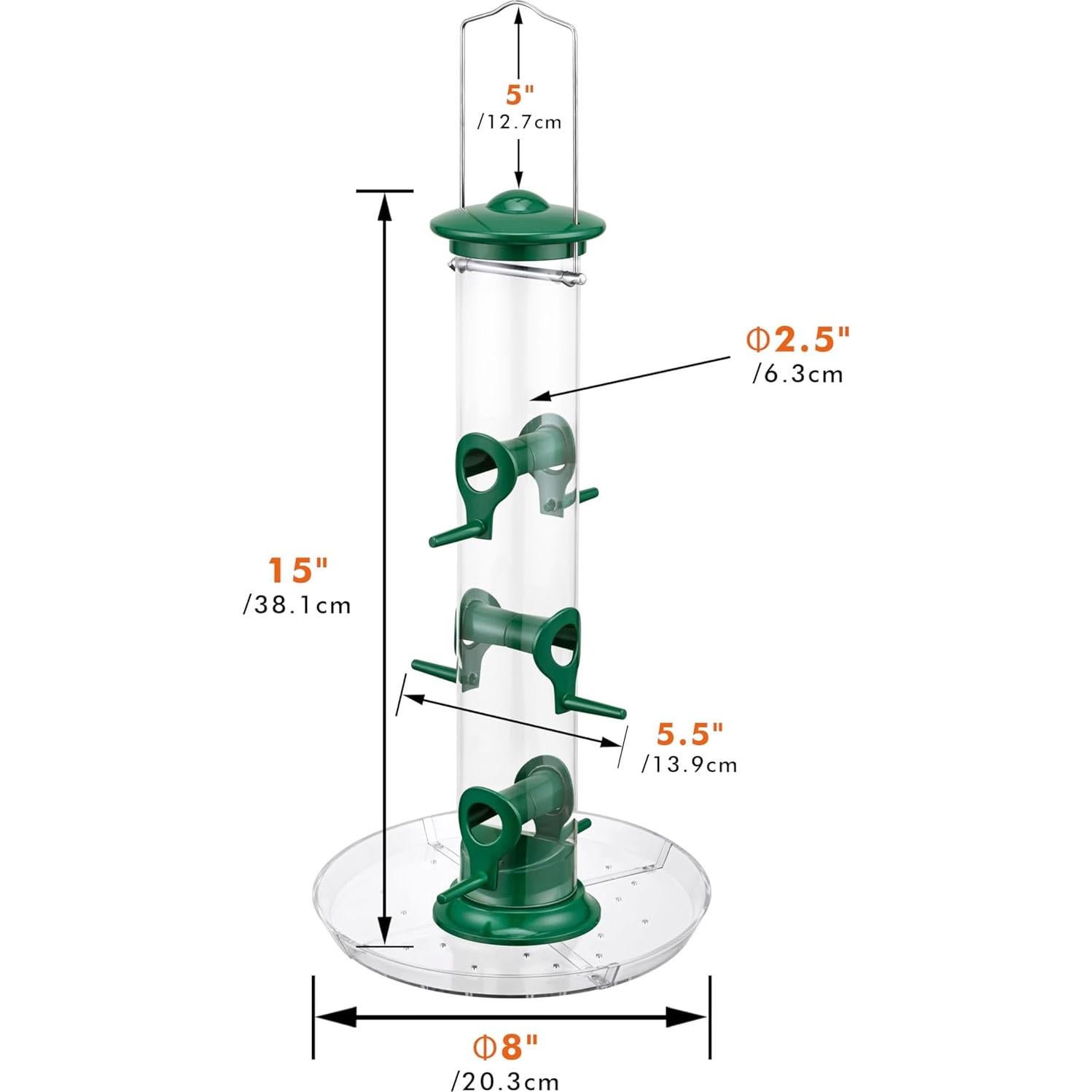 Comedero para Aves iBorn 6 Puertos Metal Verde 35.56 cm