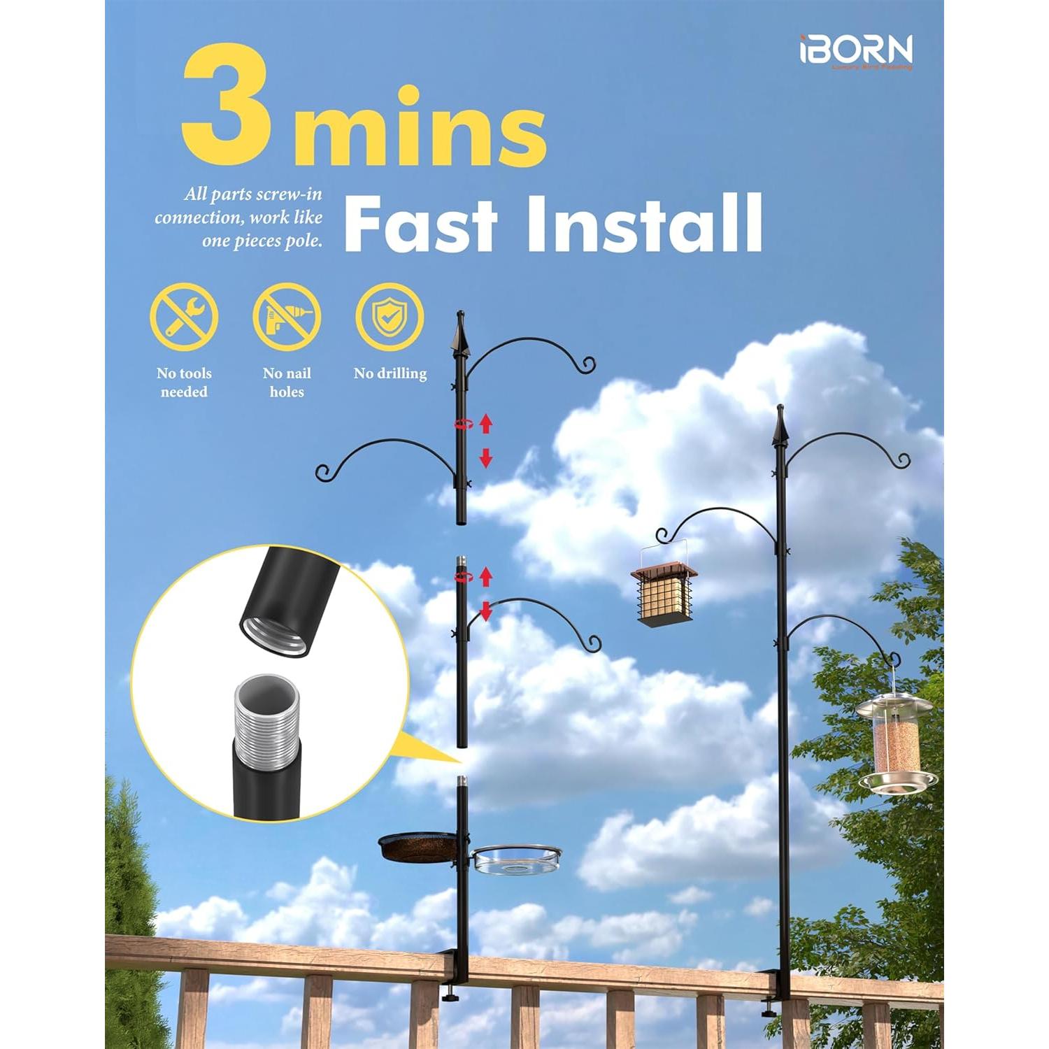 iBorn Poste para Comedero de Aves de Deck 45" (114.3 cm) Metal