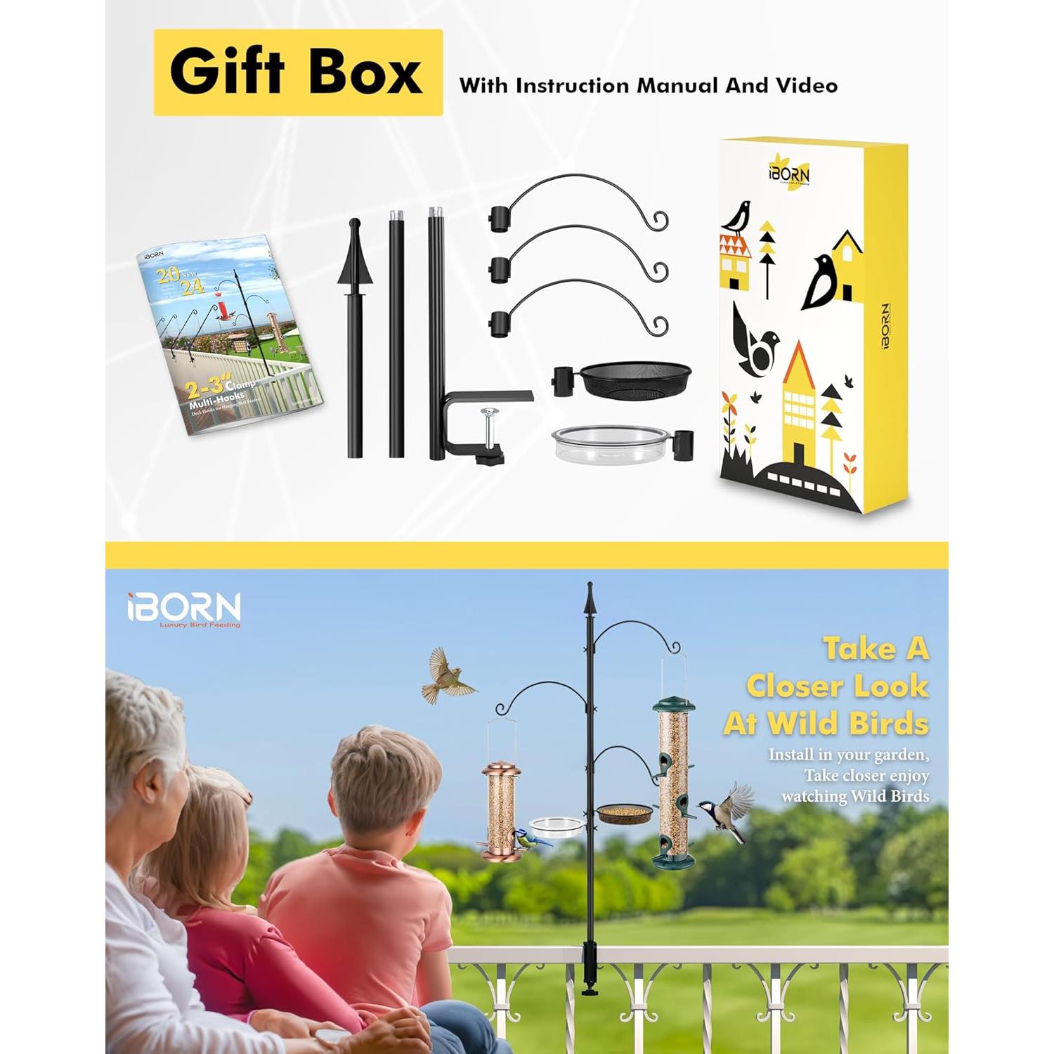 iBorn Poste para Comedero de Aves de Deck 45" (114.3 cm) Metal