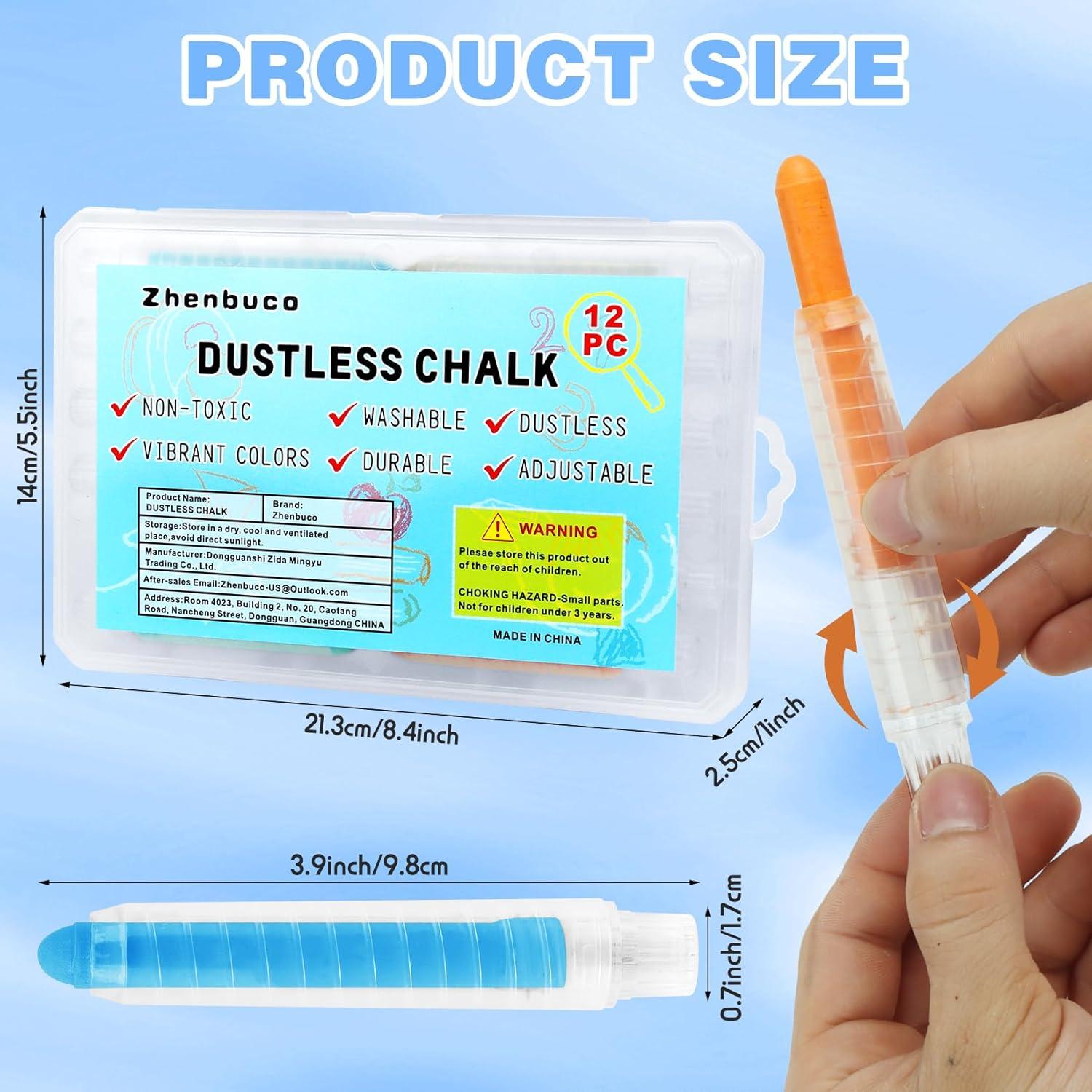 Tiza Sin Polvo Zhenbuco - Set de 12 Colores para Niños