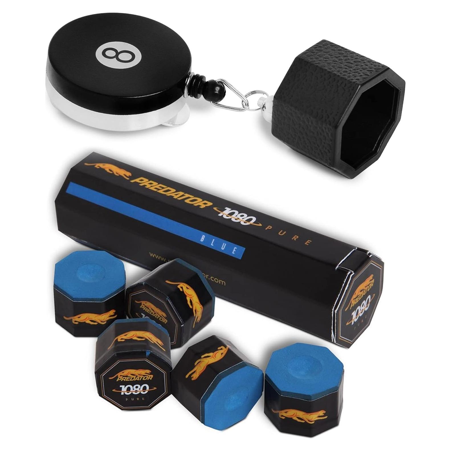 OKKO Tenedor Retráctil Octagonal para Tiza de Billar + Tiza Predator