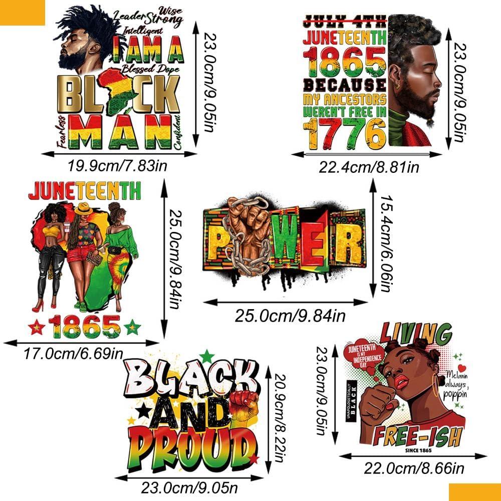 6 Parches de Transferencia de Calor Juneteenth ROMODIYA 1865