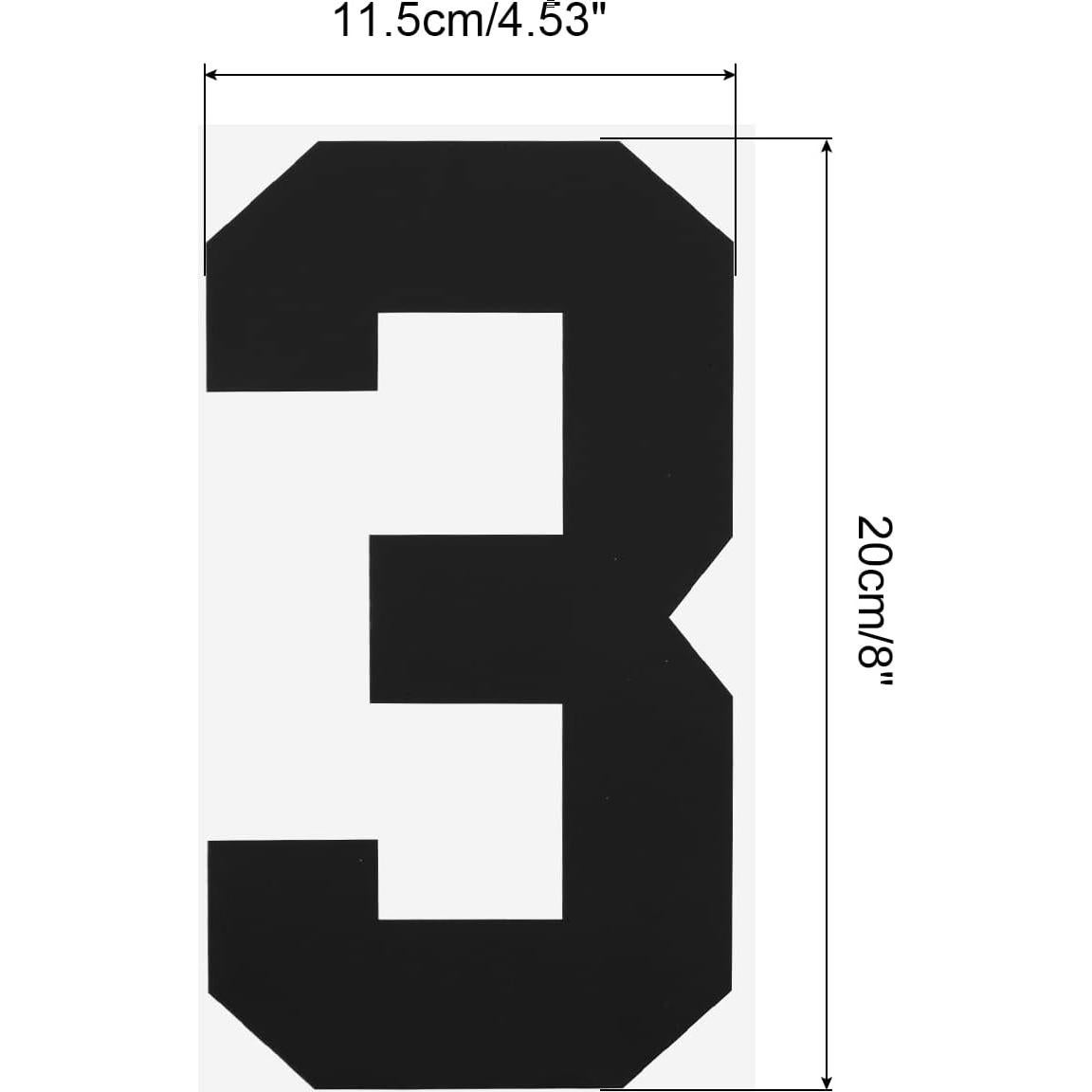 Parche de Número 3 MECCANIXITY 20cm Negro para Uniforme