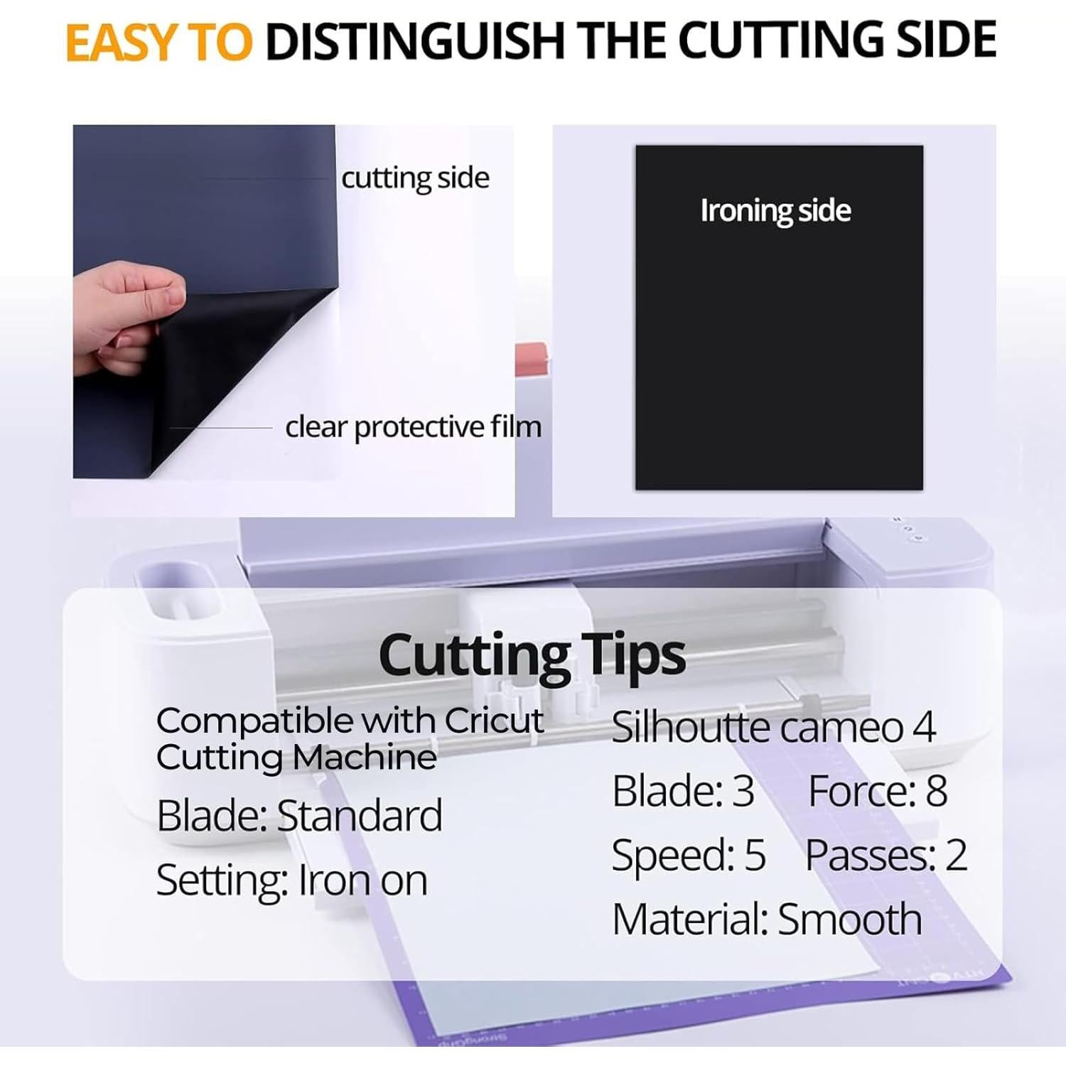 Vinilo de Transferencia de Calor Negro HTVRONT 10 Pack 30.48x25.4cm