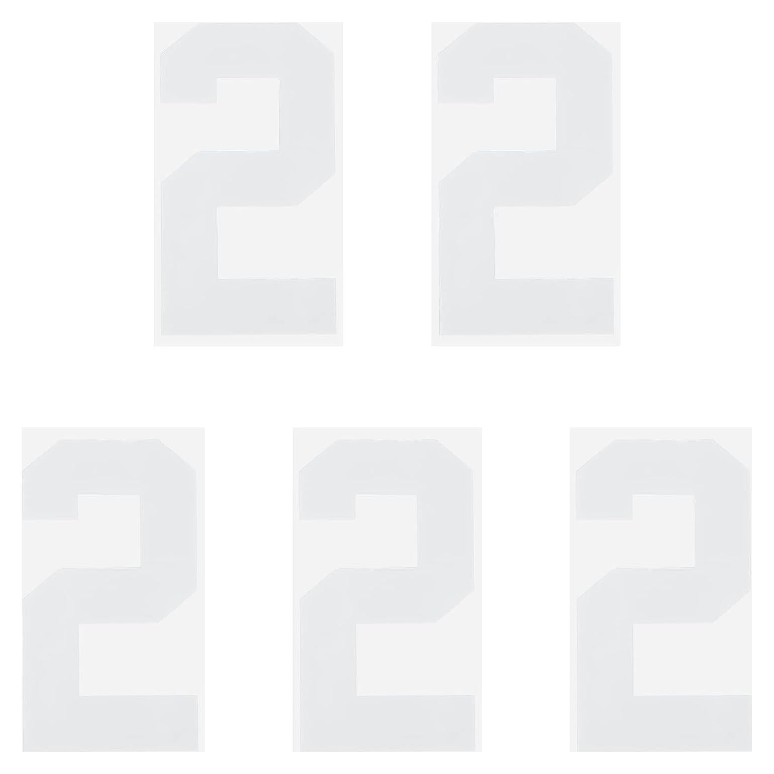 Parche de Número 2 MECCANIXITY 20cm Blanco para Uniforme - 5 Piezas