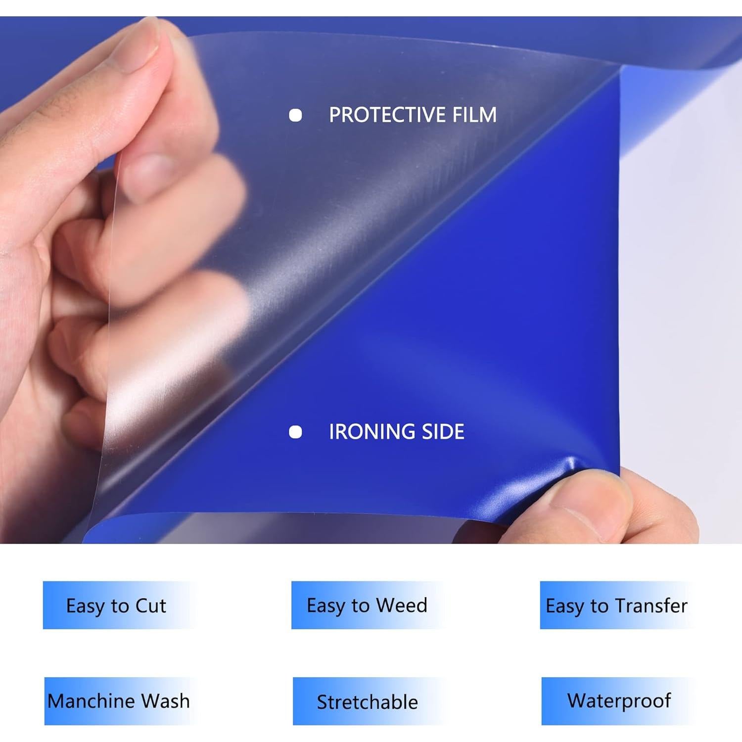 Vinilo de Transferencia de Calor HTVVETUR Azul Zafiro 30.48x274.32 cm