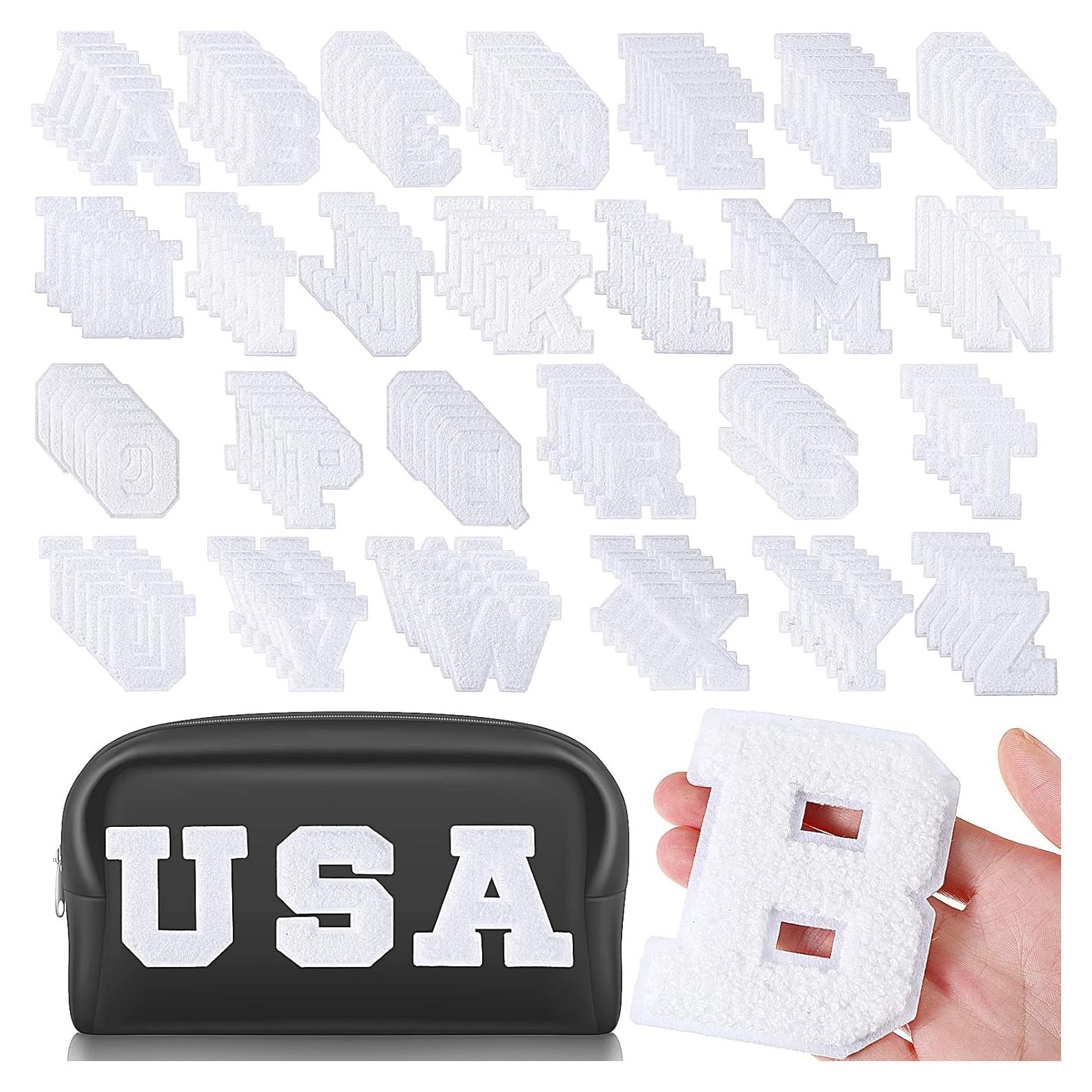 104 Parches de Letras Chenille Jutom para Planchar Blancos