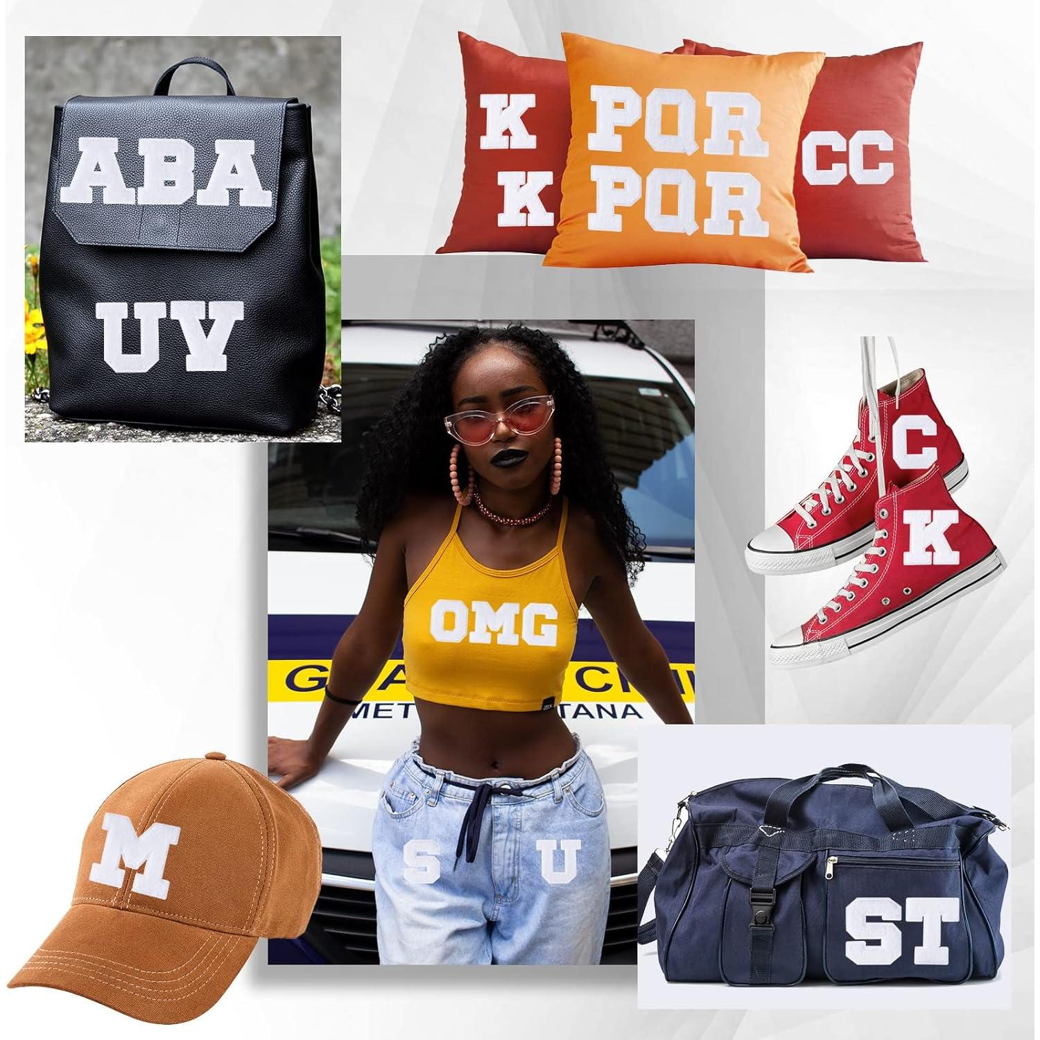 104 Parches de Letras Chenille Jutom para Planchar Blancos