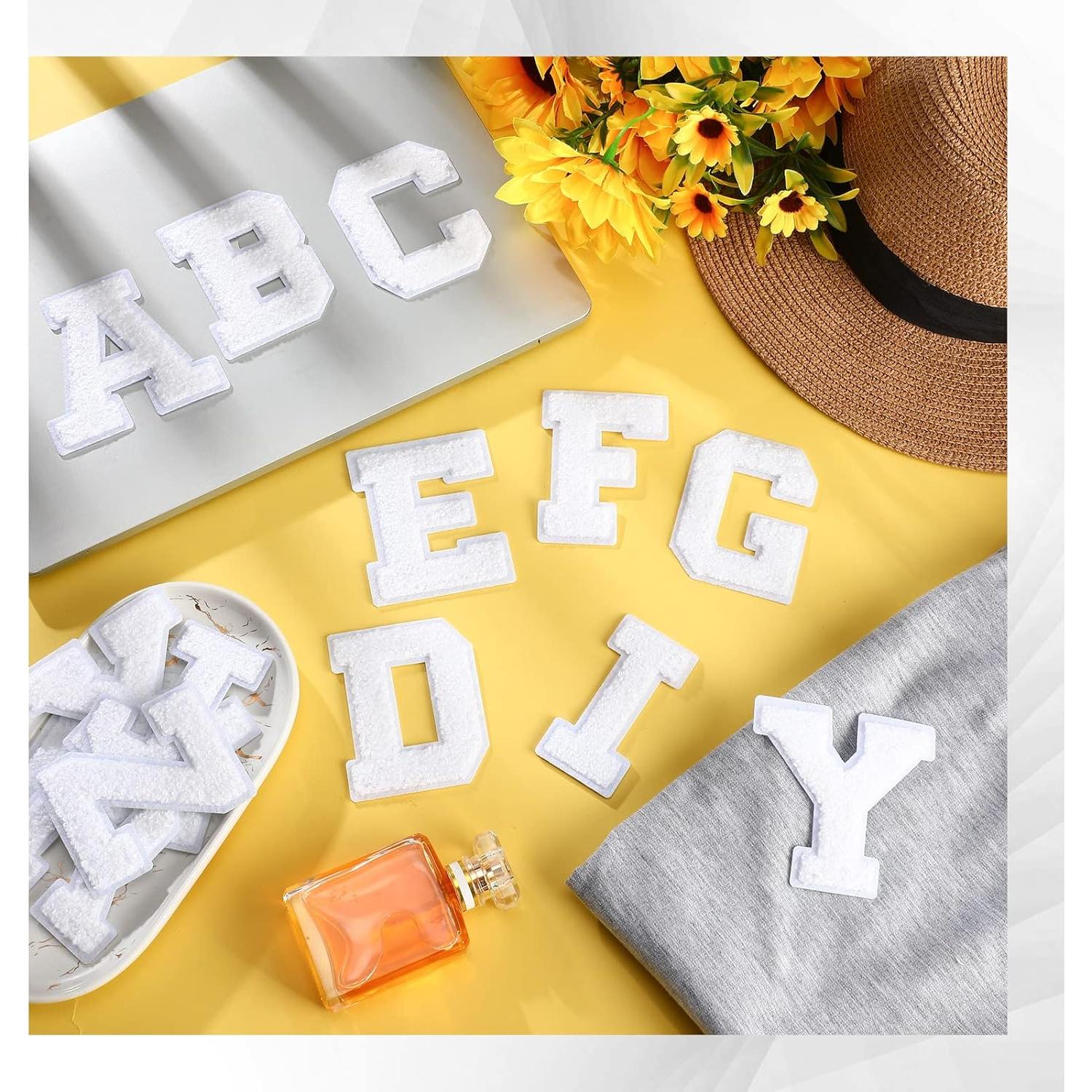 104 Parches de Letras Chenille Jutom para Planchar Blancos