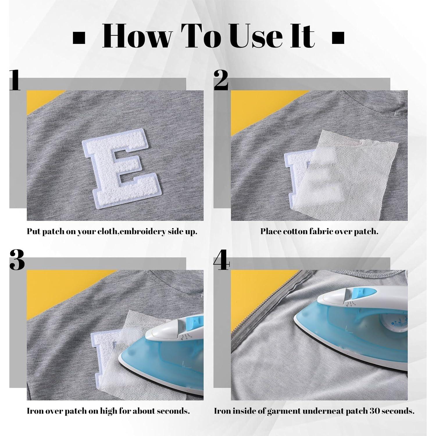 104 Parches de Letras Chenille Jutom para Planchar Blancos