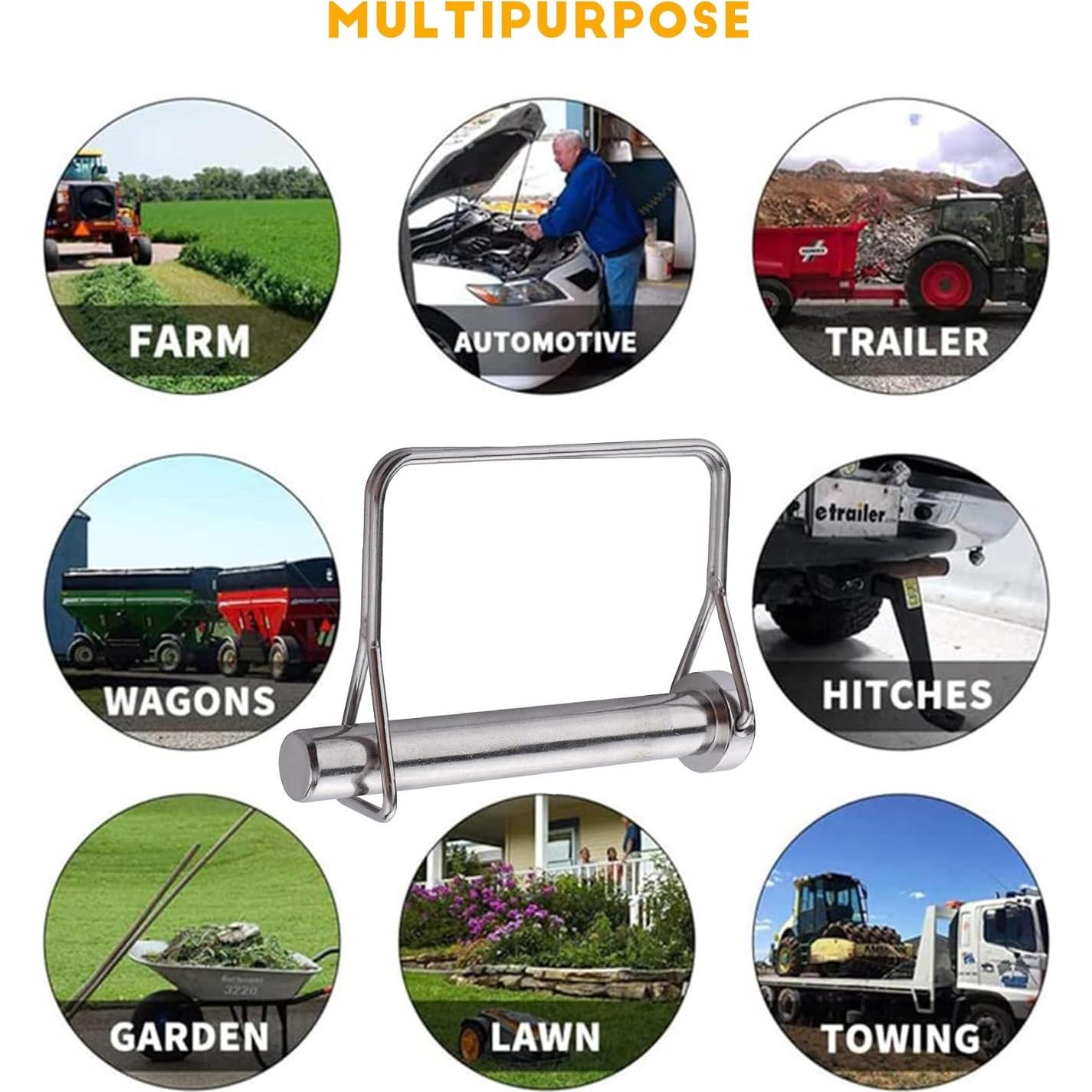 10 Pasadores de Acoplador de Remolque YTKO 8-12mm Galvanizados