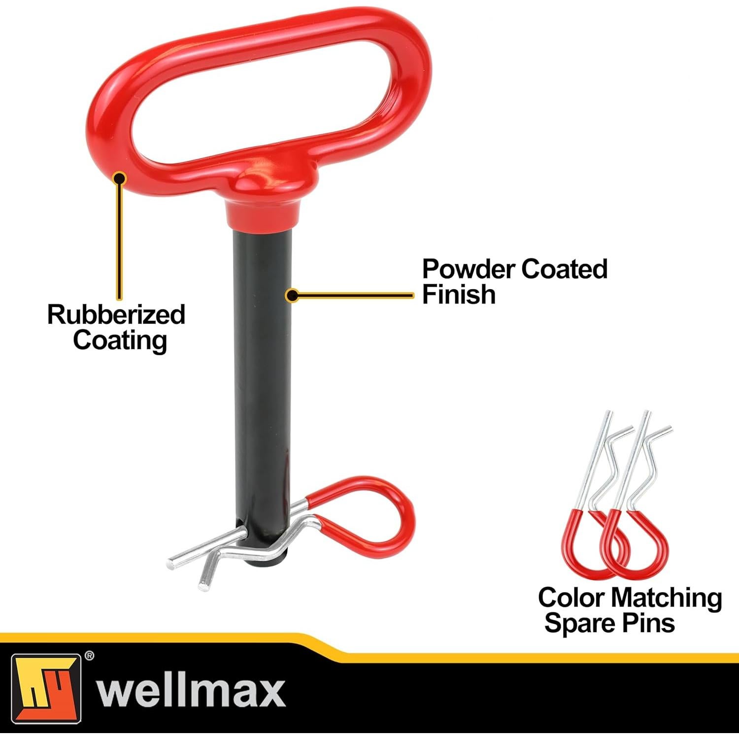 Pasador de Enganche Wellmax 5/8" x 11.4 cm Rojo con 4 Clips R