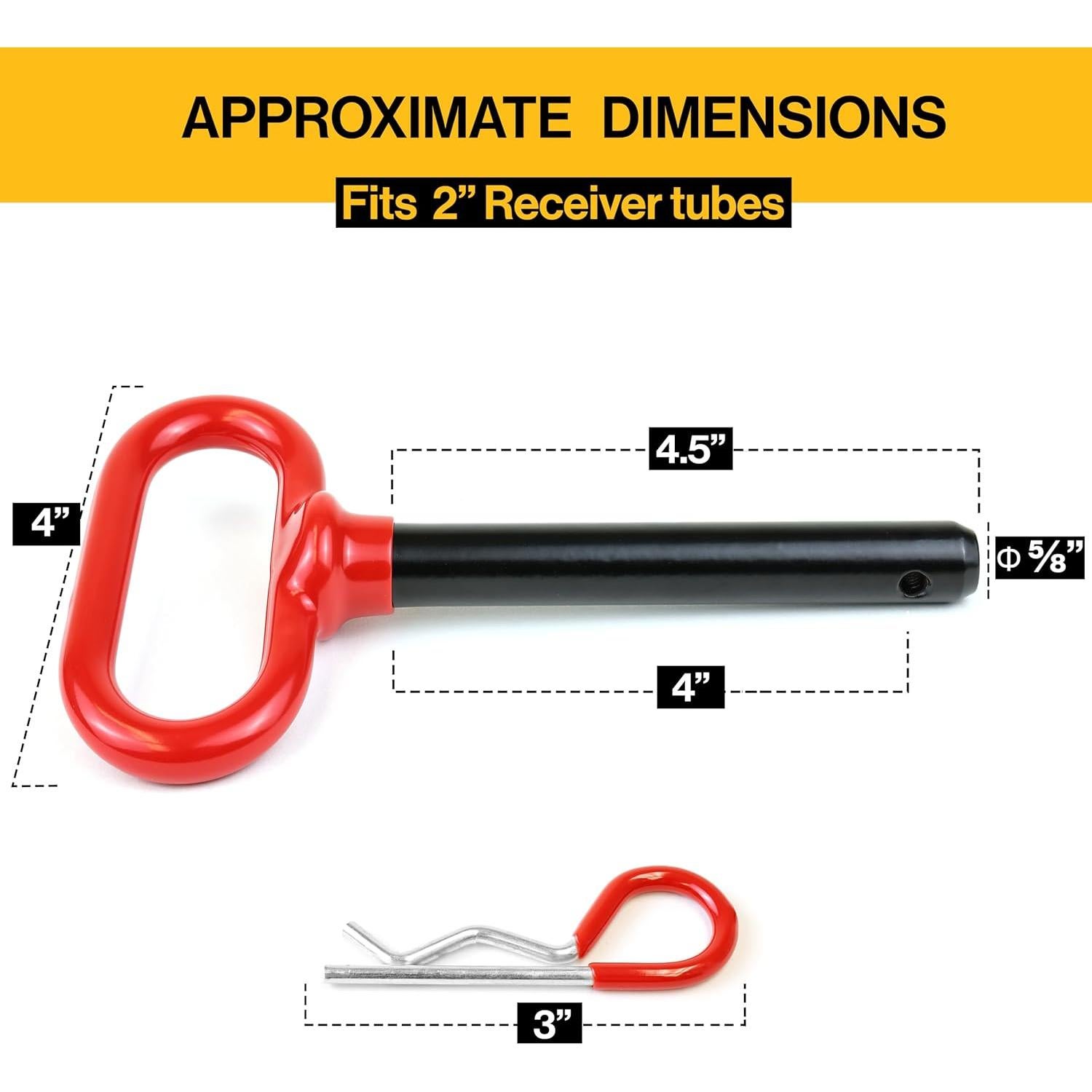 Pasador de Enganche Wellmax 5/8" x 11.4 cm Rojo con 4 Clips R