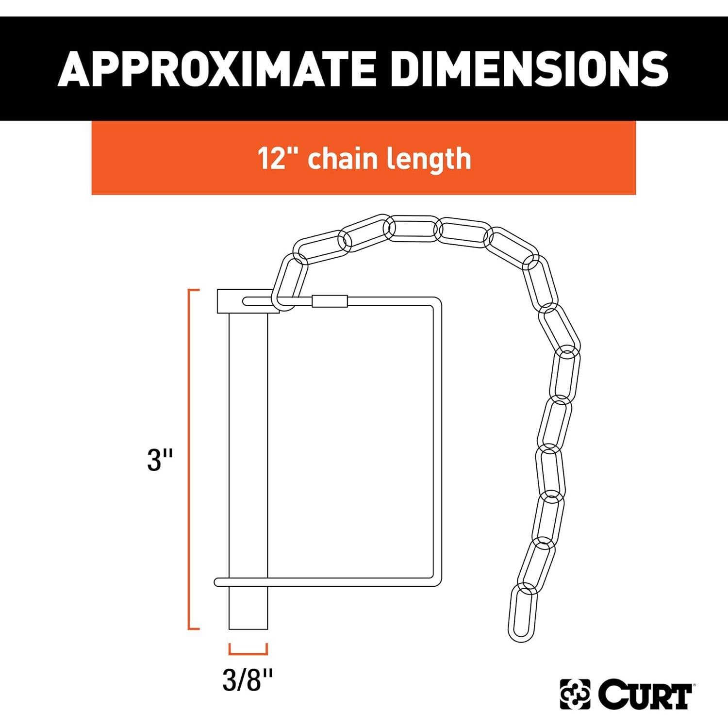 Pasador de Seguridad CURT 28001 0.95 cm con Cadena 30.48 cm